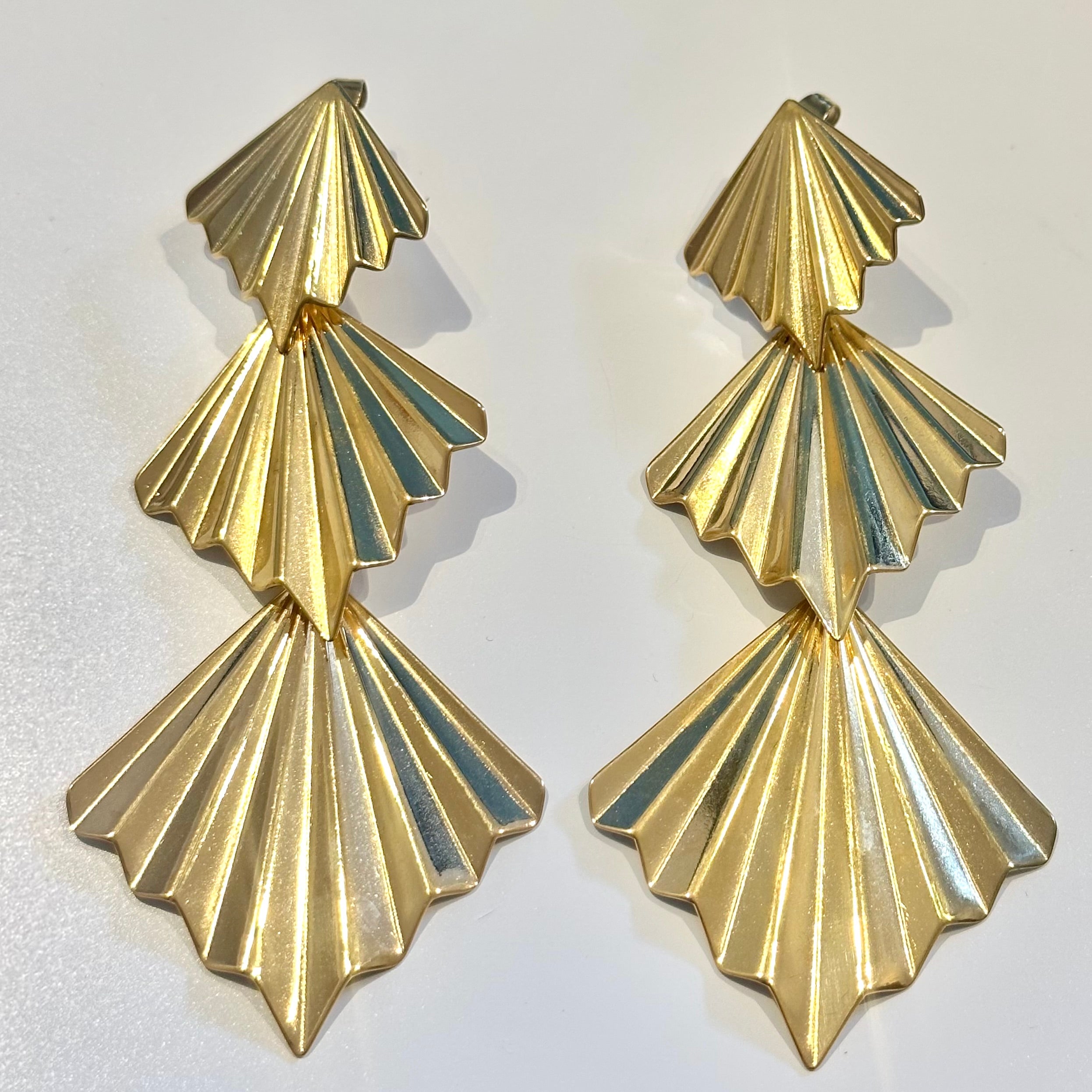 Art Deco Inspired Long Statement Earring in 18k Gold Plated Brass - The Cora Earrings