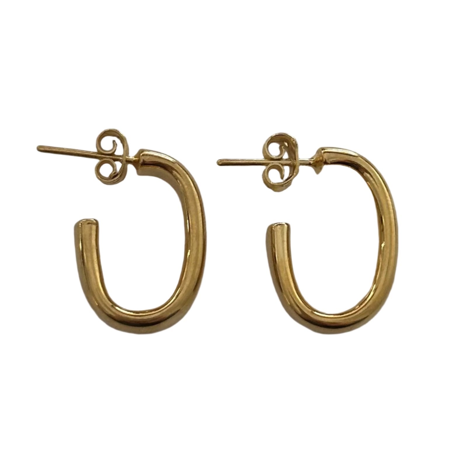Gold Plated Silver Earrings - Oval Hoops
