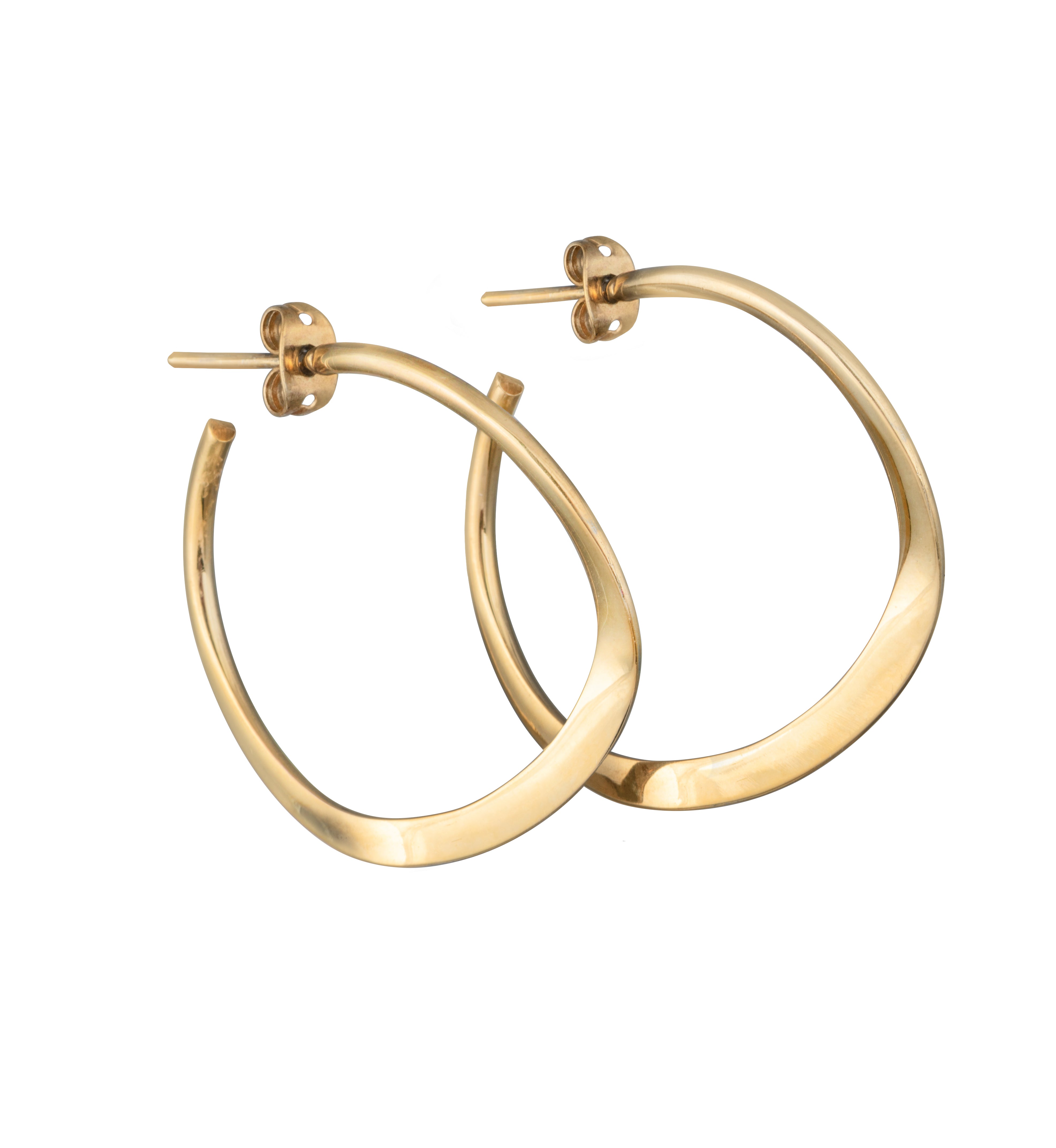 Gold Plated Sterling Silver Wavy Hoop Earrings