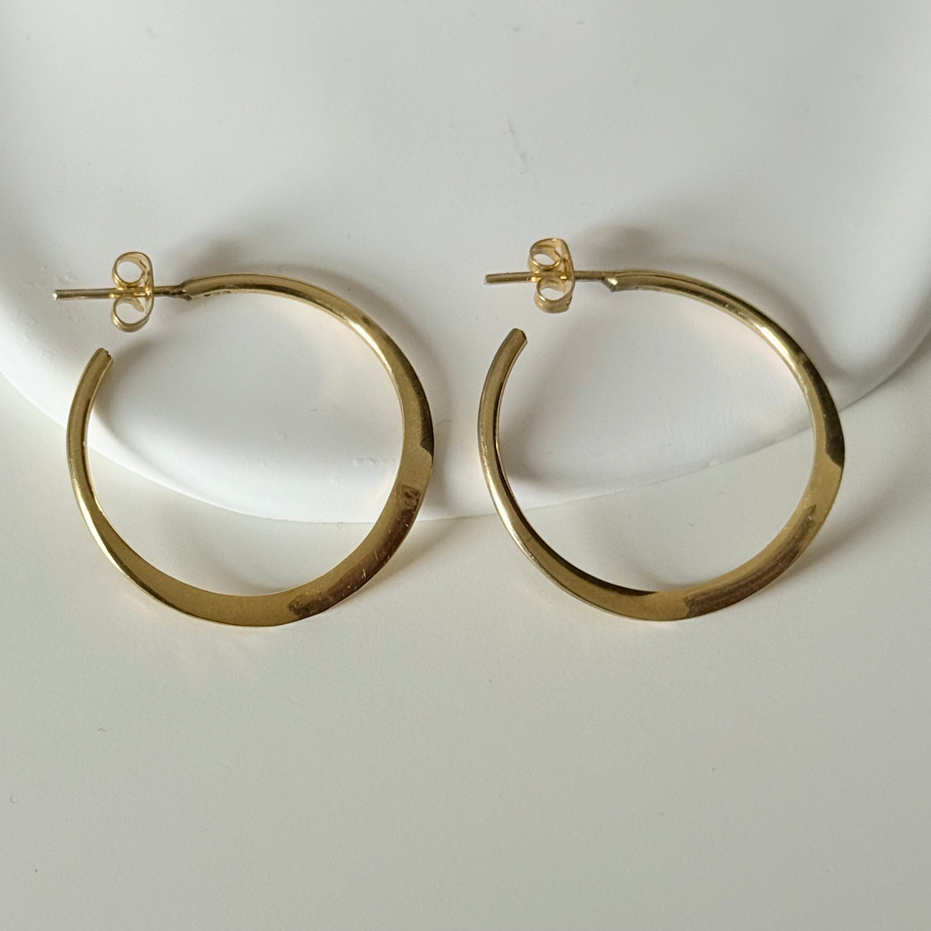 Gold Plated Sterling Silver Wavy Hoop Earrings
