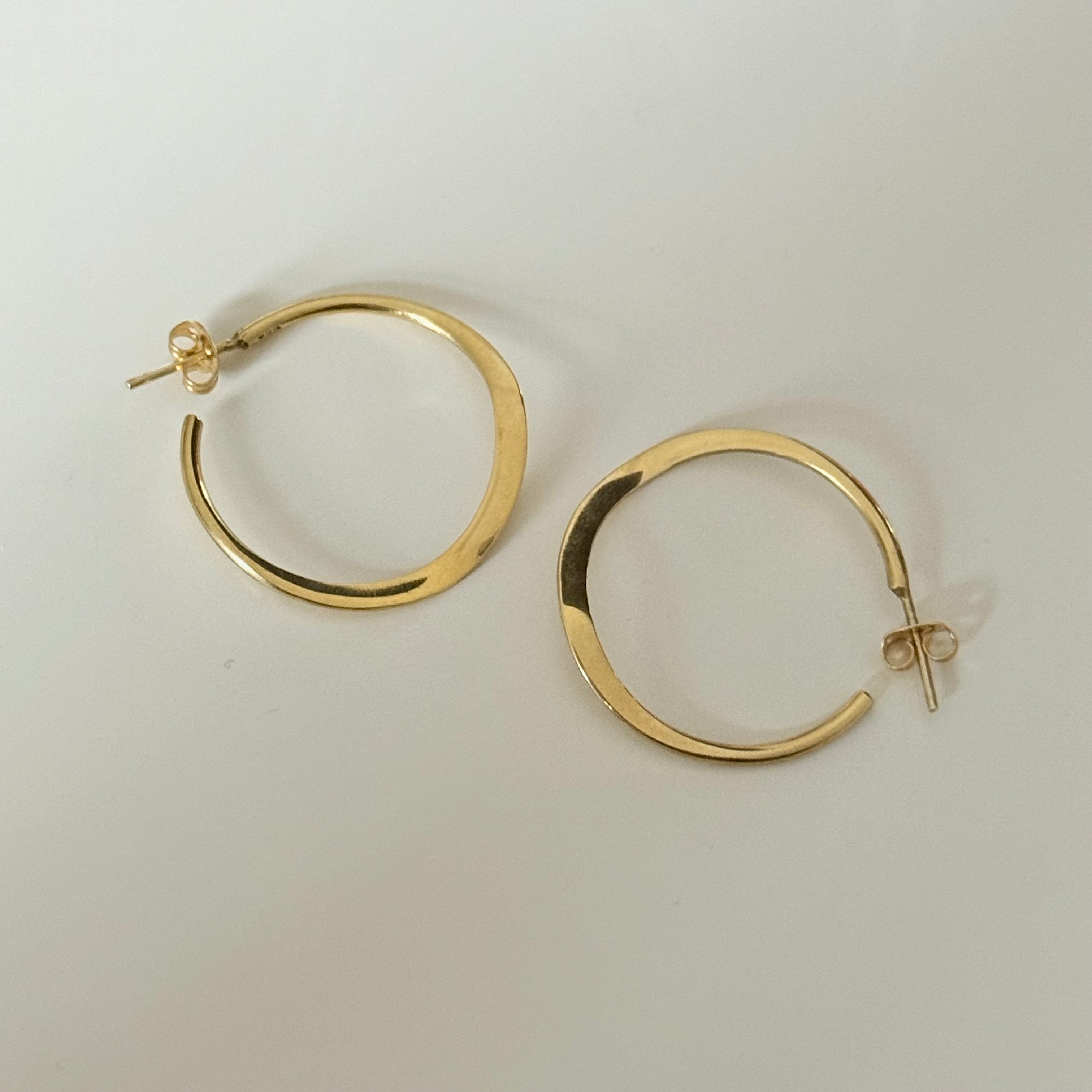 Gold Plated Sterling Silver Wavy Hoop Earrings