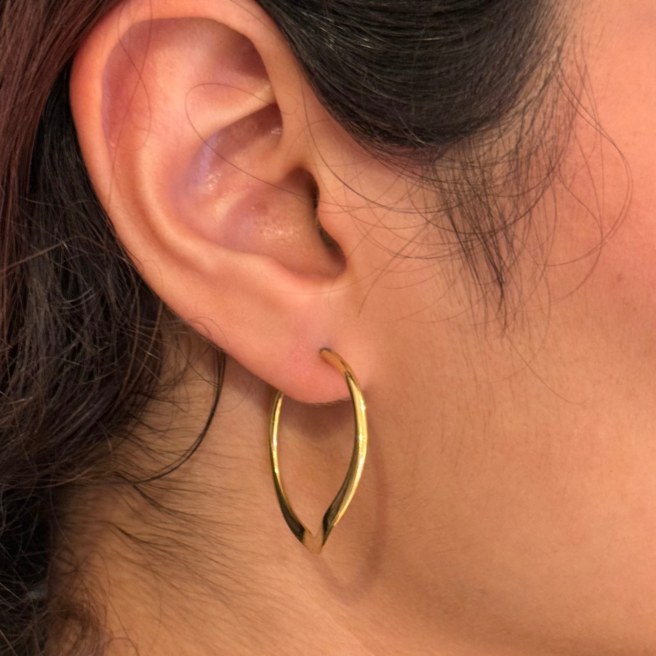 Gold Plated Sterling Silver Wavy Hoop Earrings
