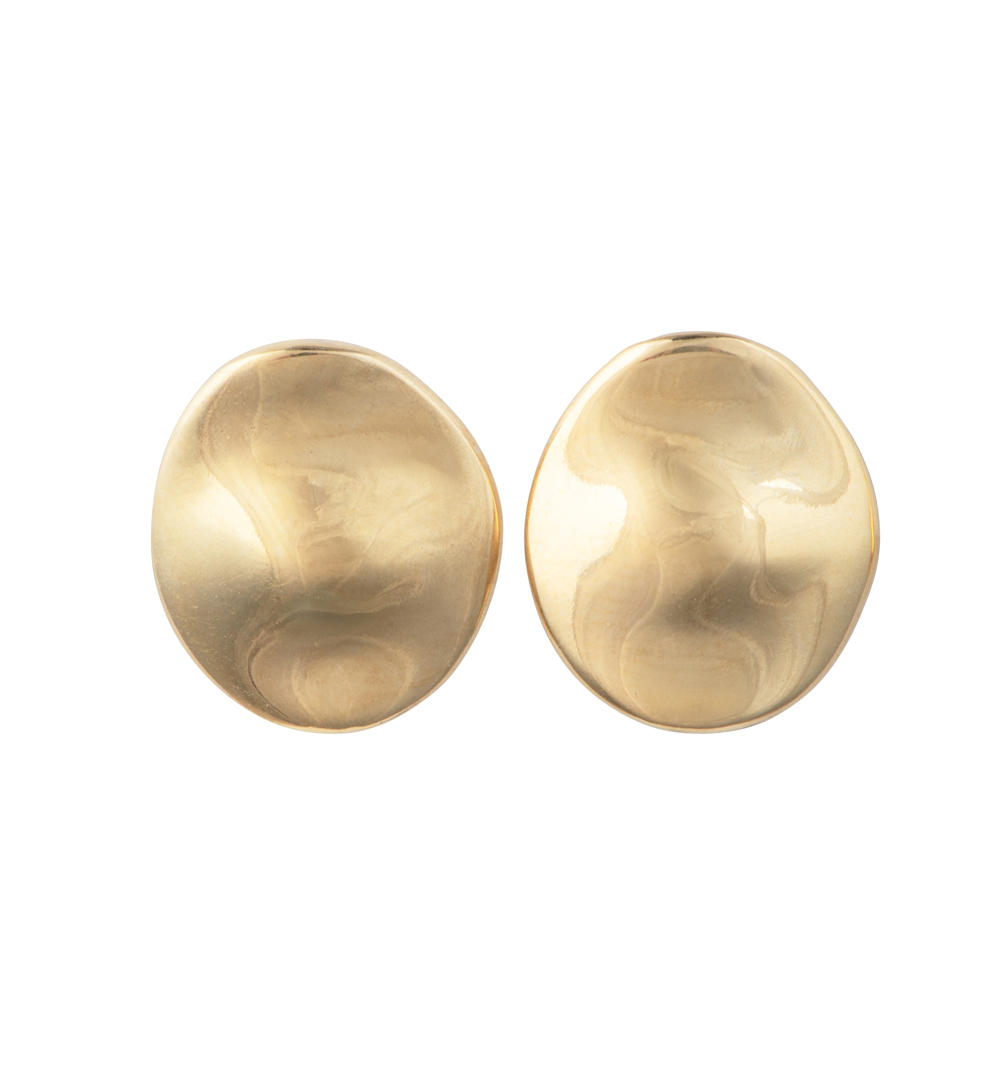 Gold Plated Sterling Silver Round Organic Dome Shaped Studs