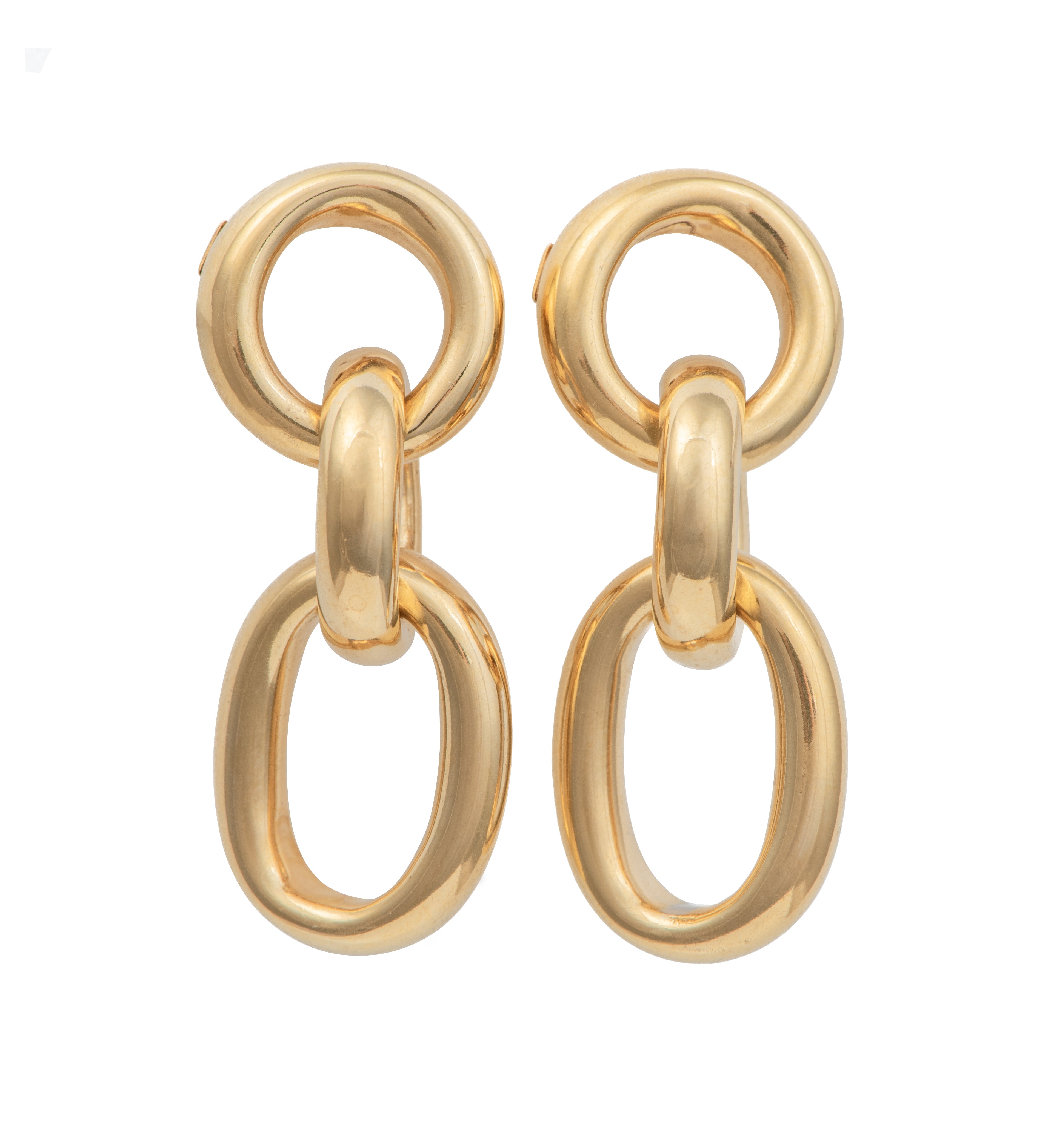 Three Small Interlinked Gold Plated Sterling Silver Oval Hoop Earrings