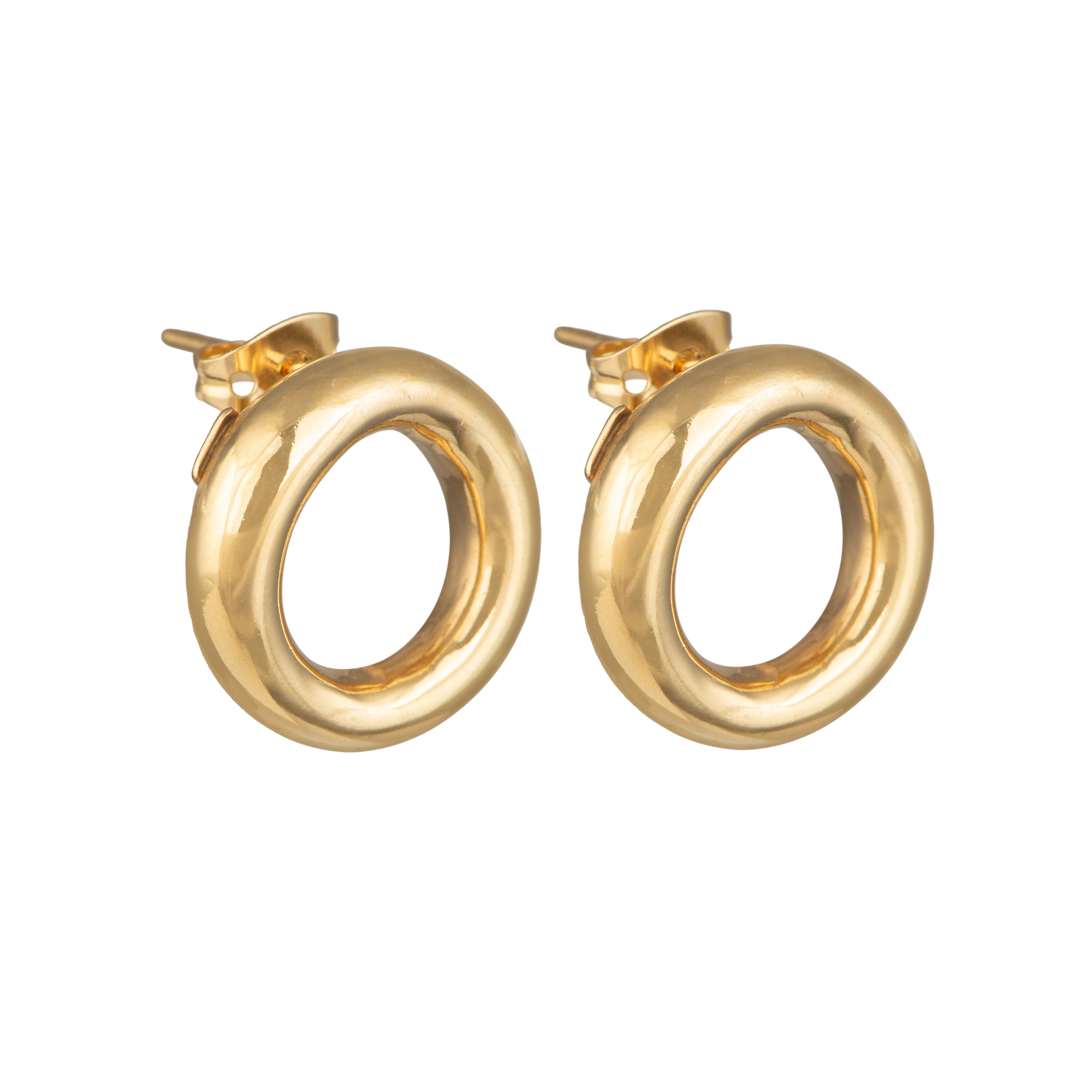 18k Gold Plated Silver Round Hoop Shaped Studs