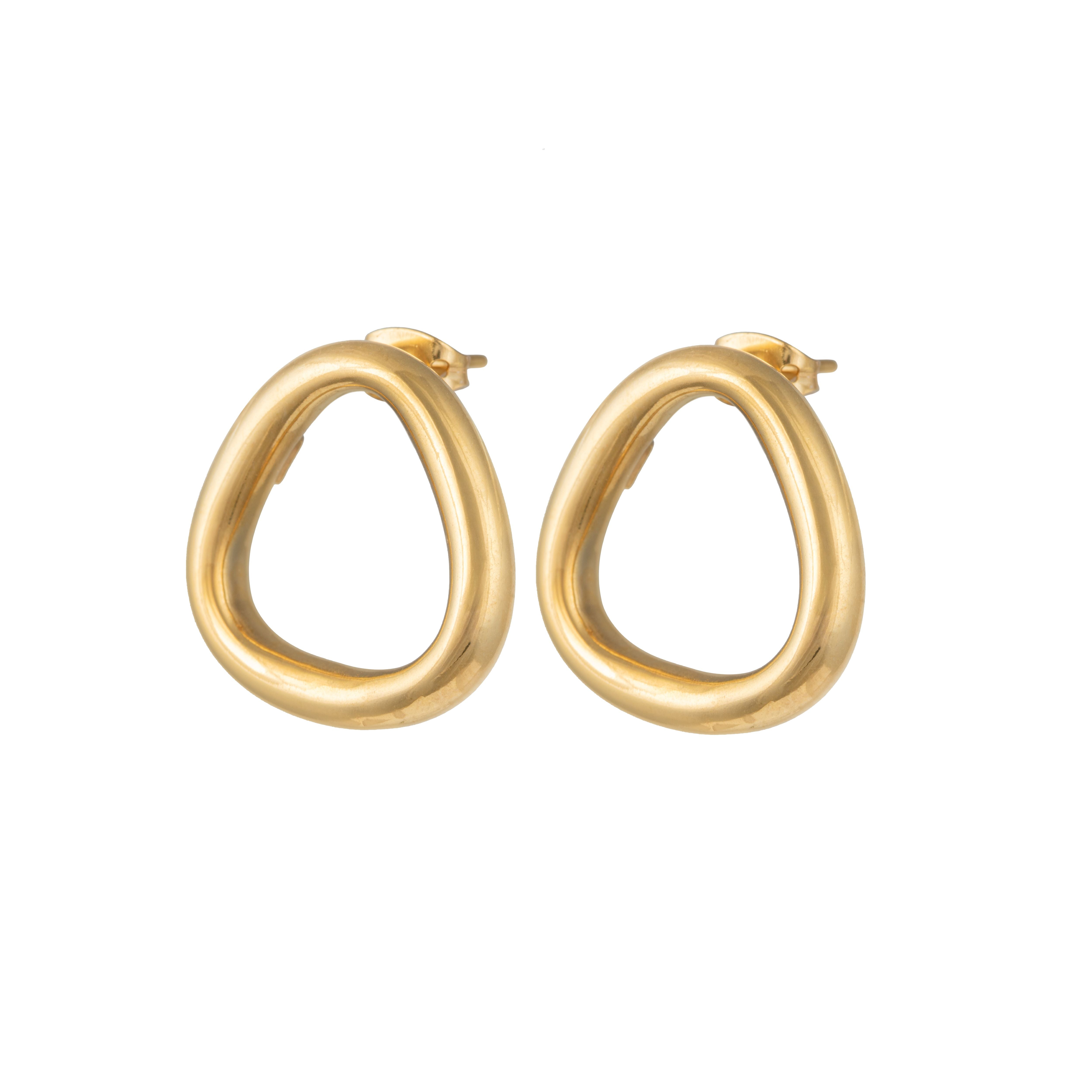 18k Gold Plated Sterling Silver Triangle Shaped Stud Earrings