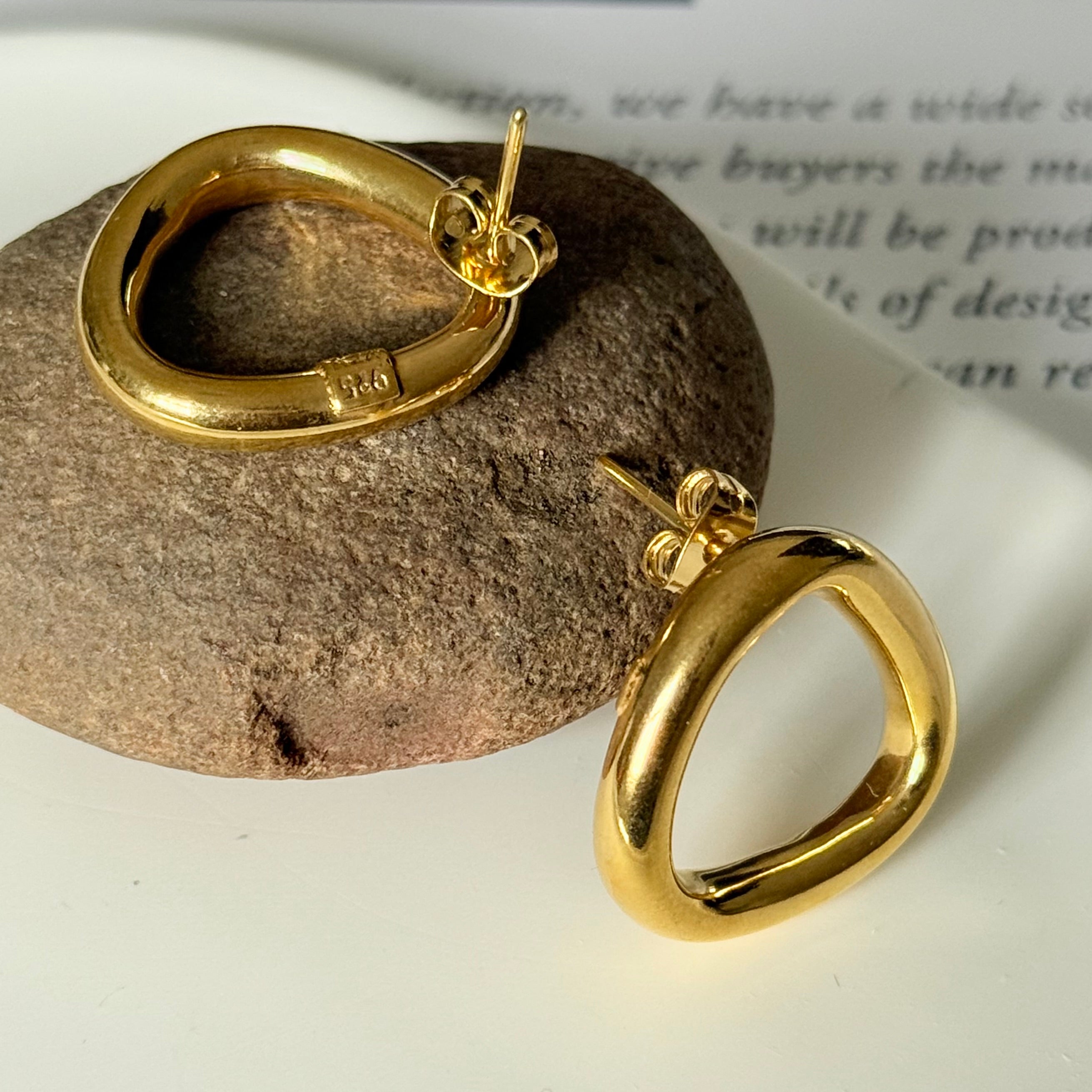 18k Gold Plated Sterling Silver Triangle Shaped Stud Earrings