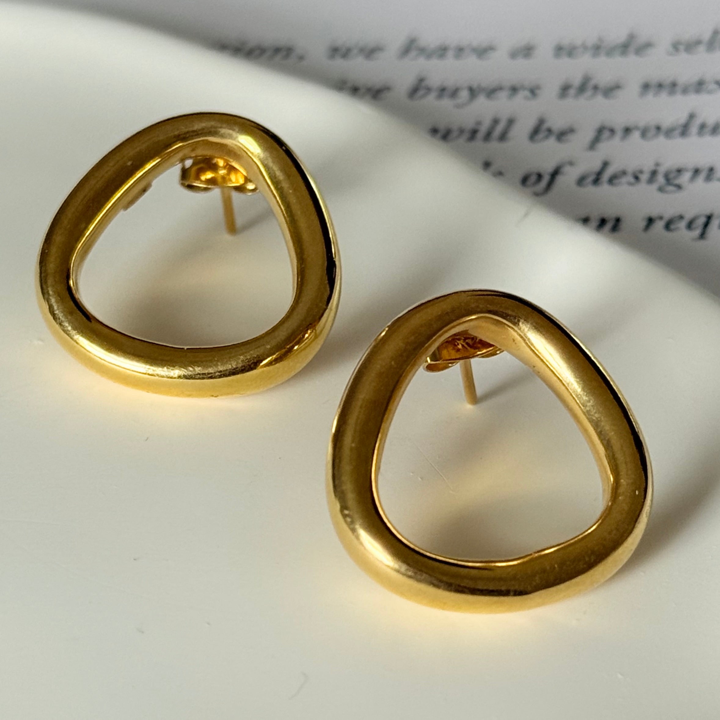 18k Gold Plated Sterling Silver Triangle Shaped Stud Earrings