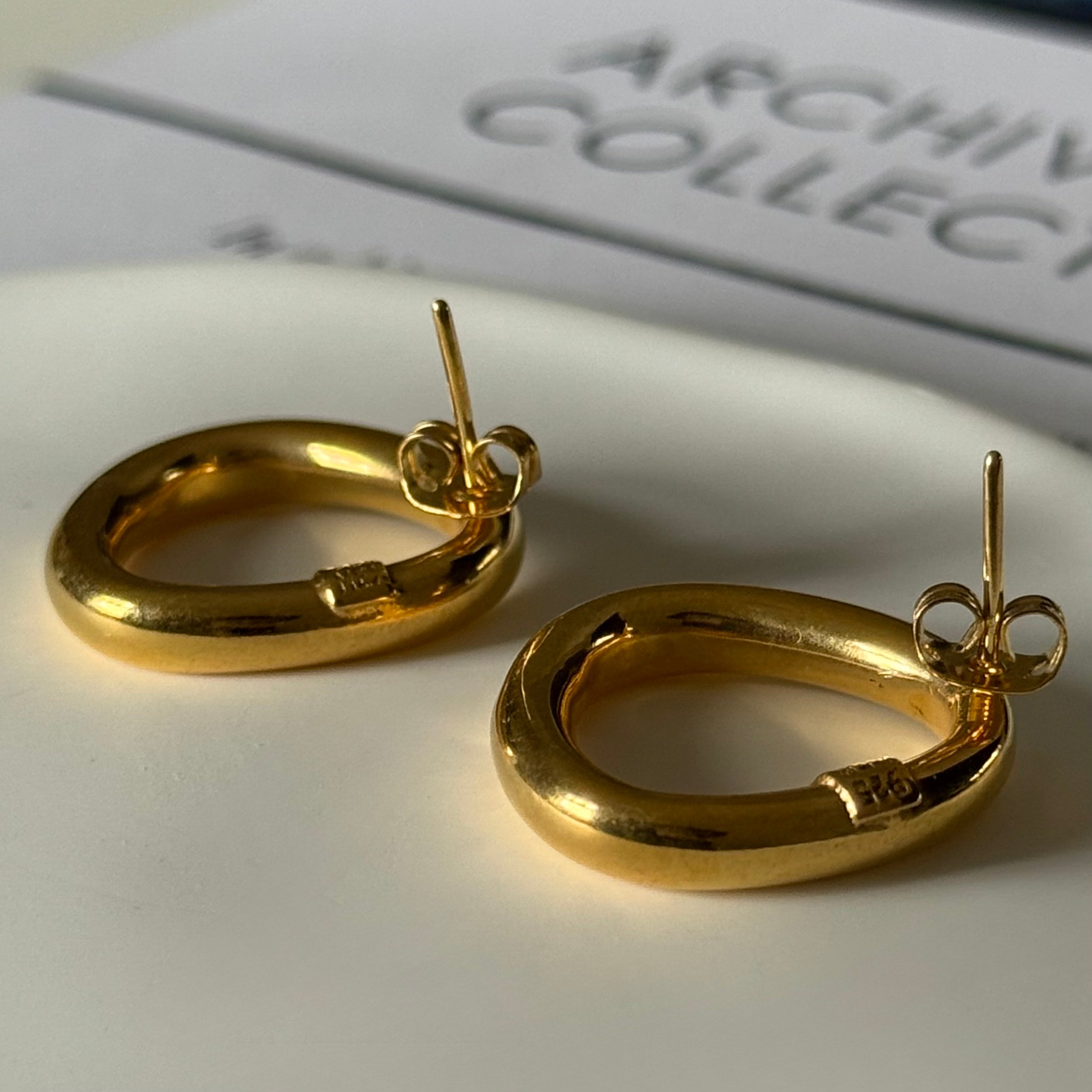 18k Gold Plated Sterling Silver Triangle Shaped Stud Earrings