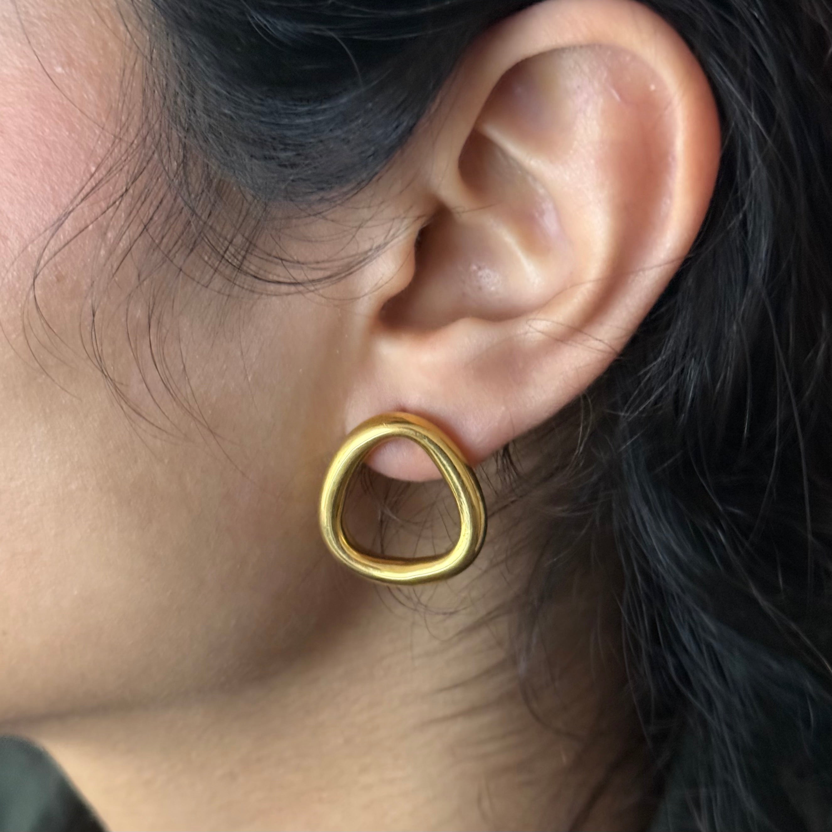 18k Gold Plated Sterling Silver Triangle Shaped Stud Earrings