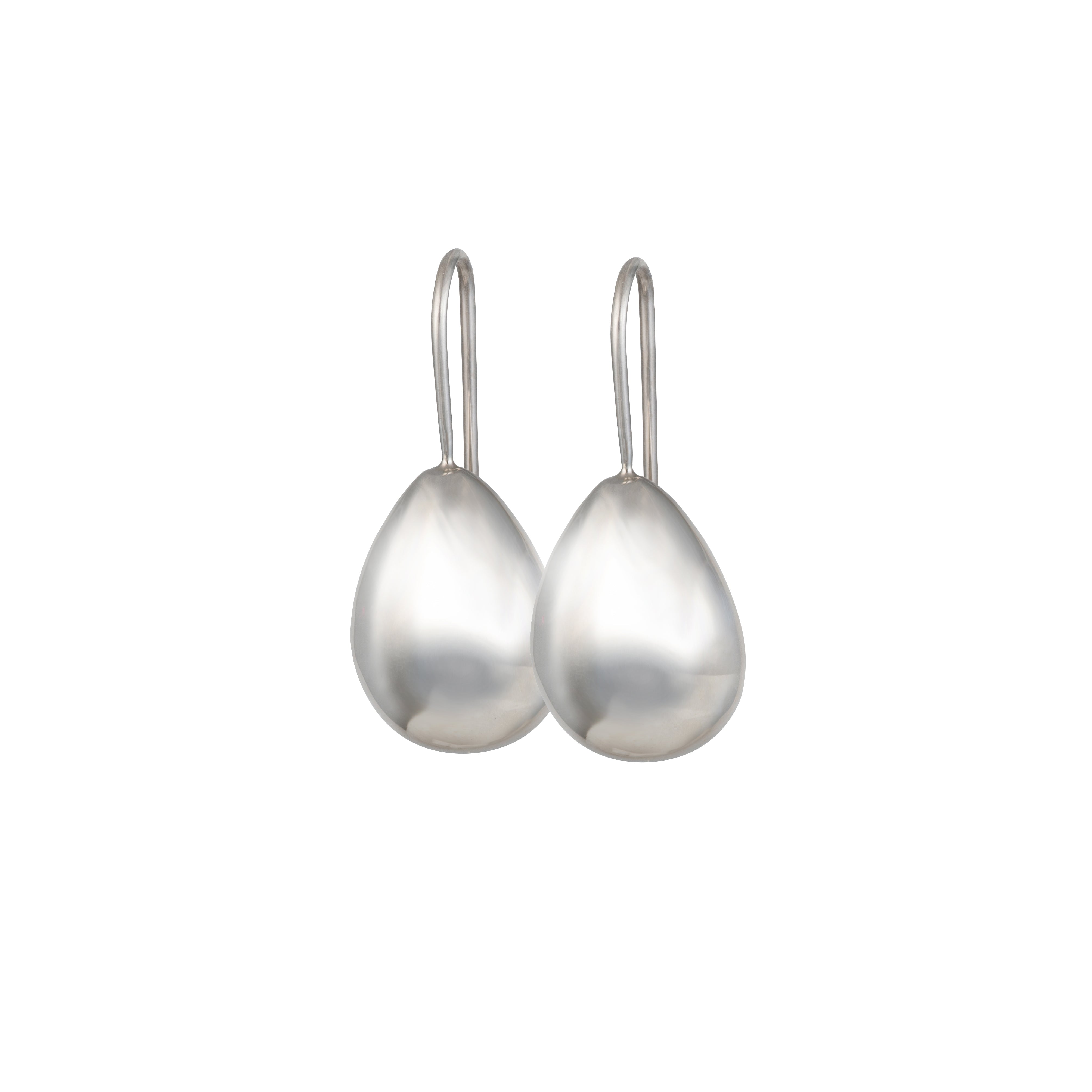 Chunky Teardrop Shaped Sterling Silver Hook Earrings