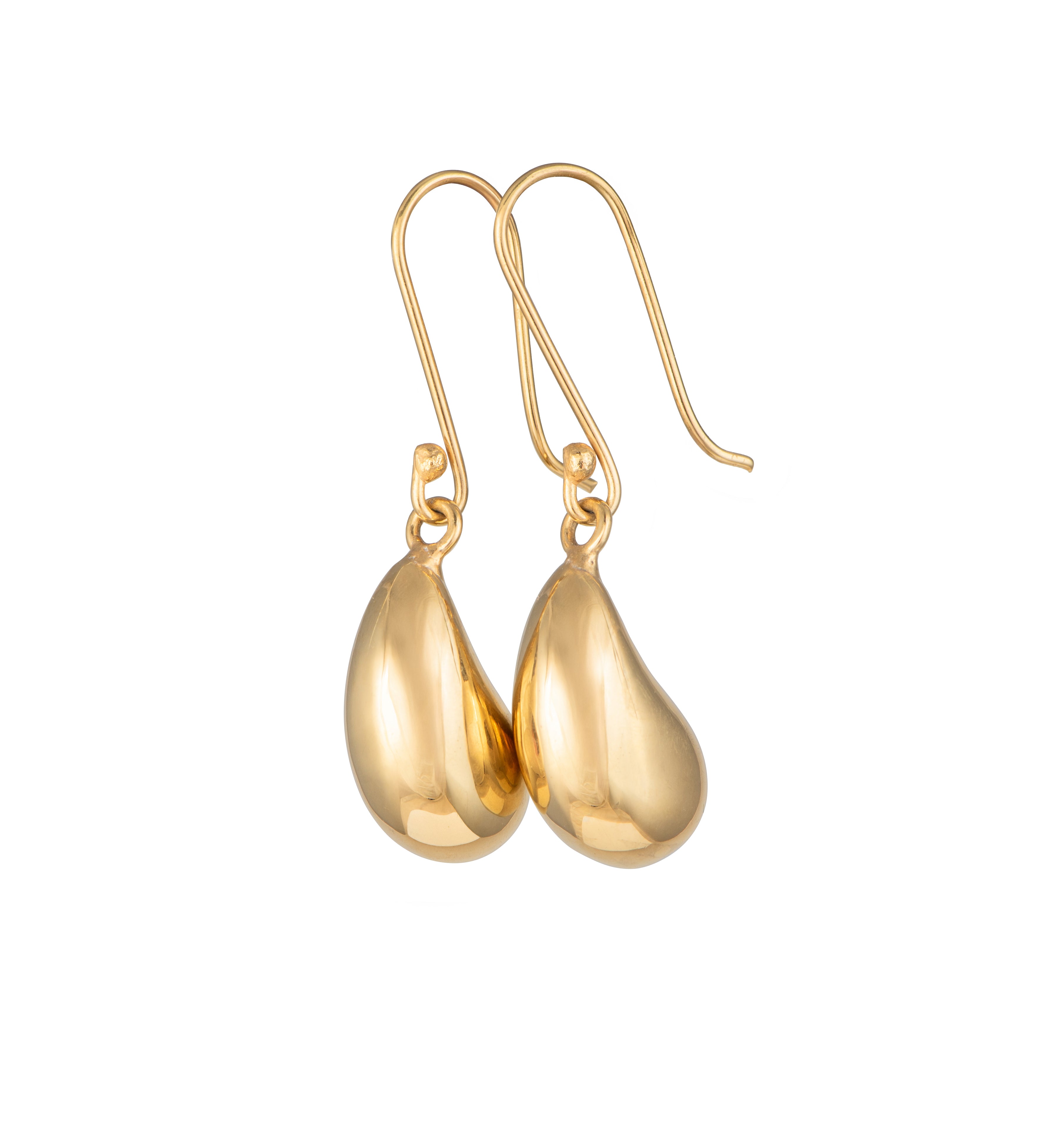 Gold Plated Sterling Silver Hook Earrings with a Chunky Curved Drop
