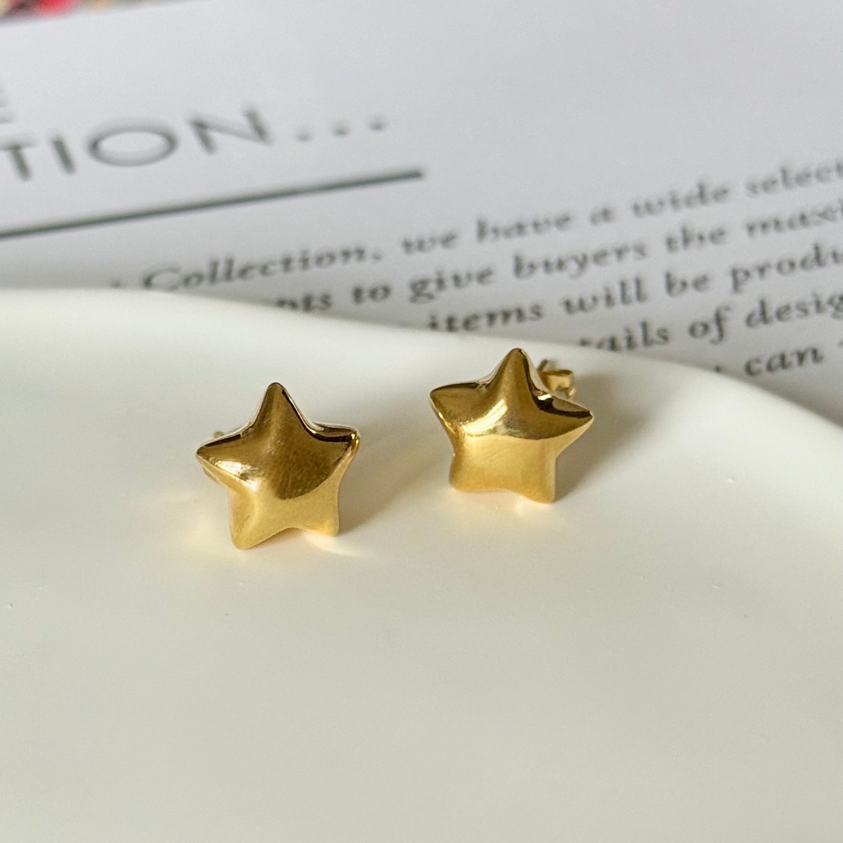 18k Gold Plated Sterling Silver Star Shaped Stud Earrings