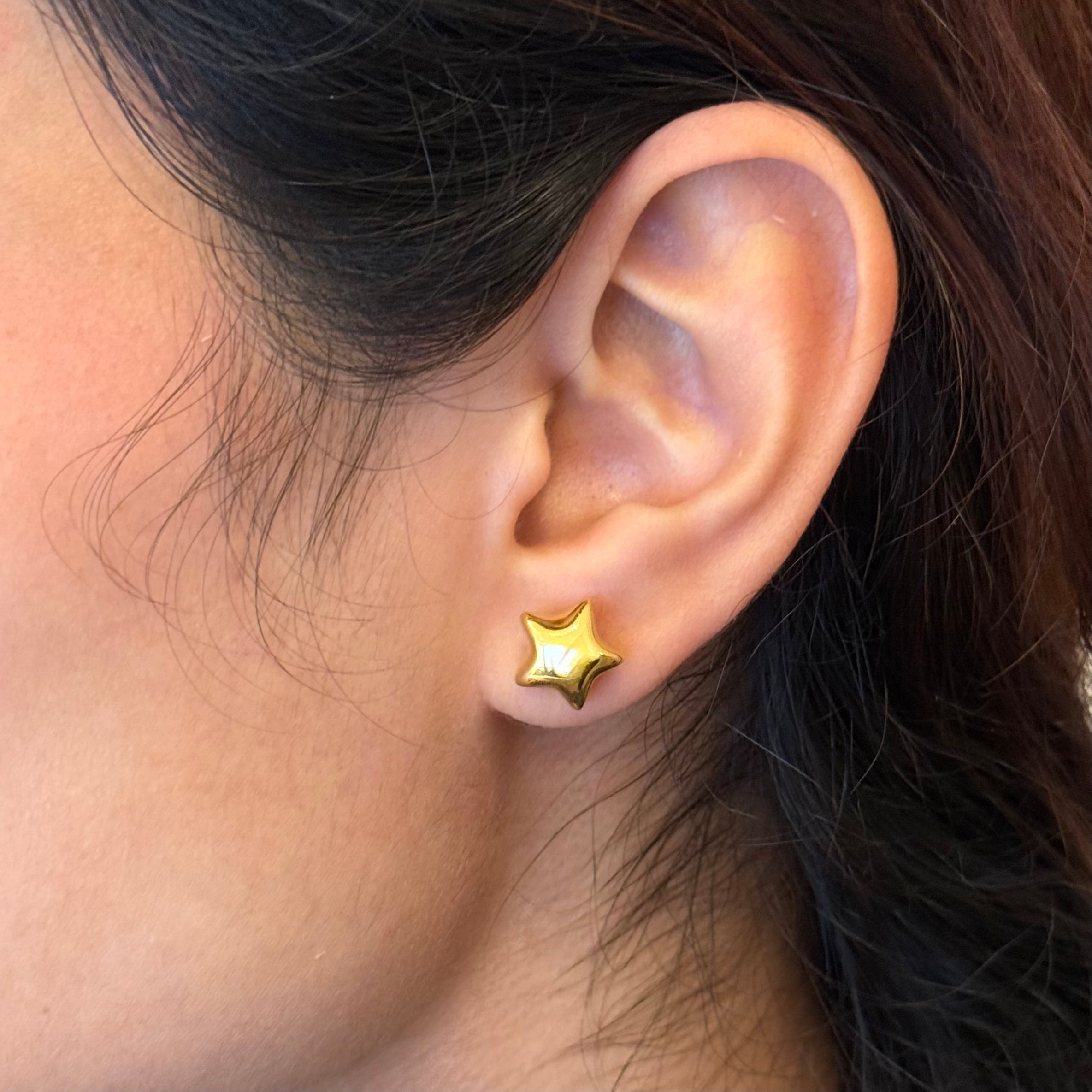 18k Gold Plated Sterling Silver Star Shaped Stud Earrings