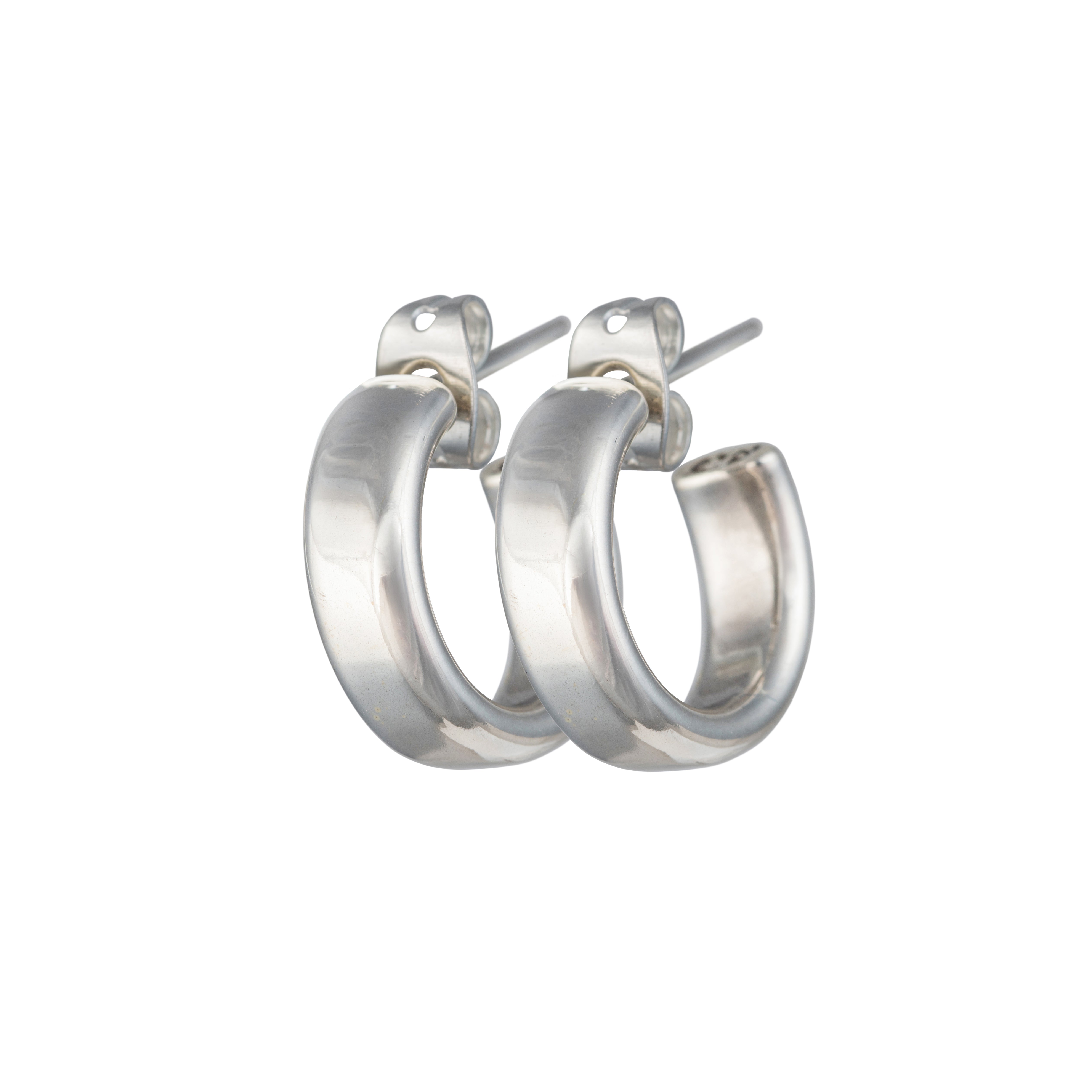 Sterling Silver Small Thick Rounded Hoops