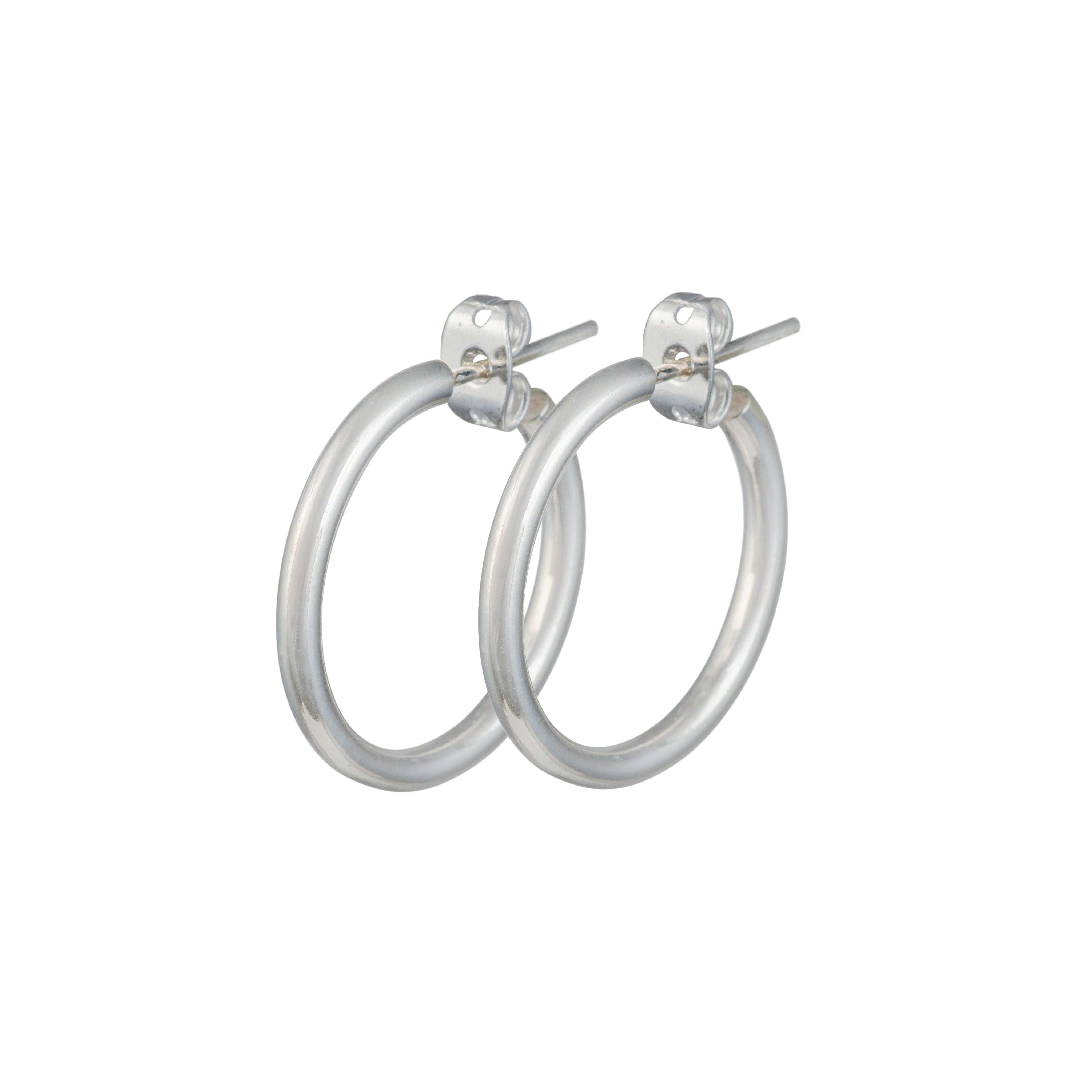 Sterling Silver Medium Sized Solid Round Everyday Hoops