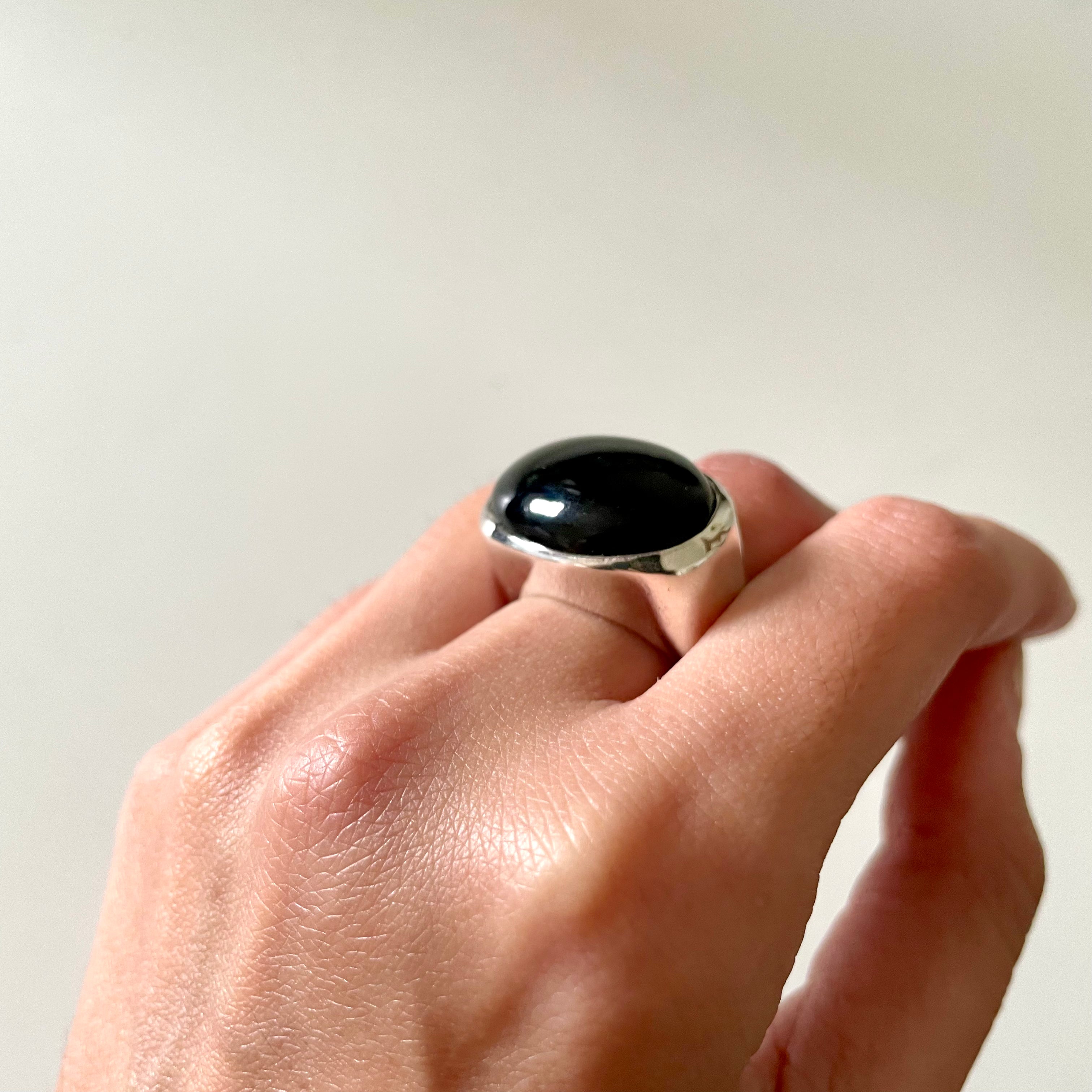 Statement Sterling Silver Black Onyx Gemstone Ring