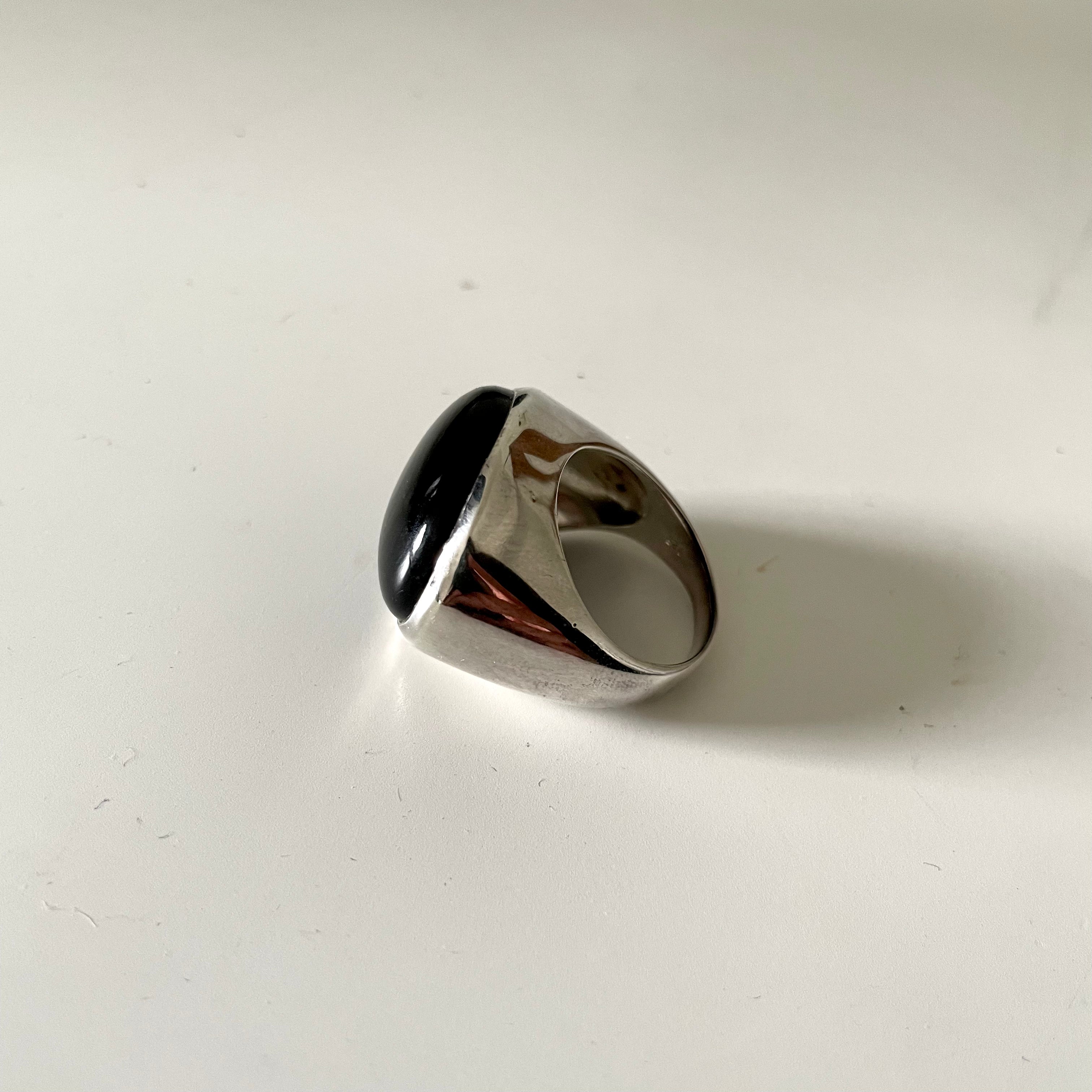 Statement Sterling Silver Black Onyx Gemstone Ring
