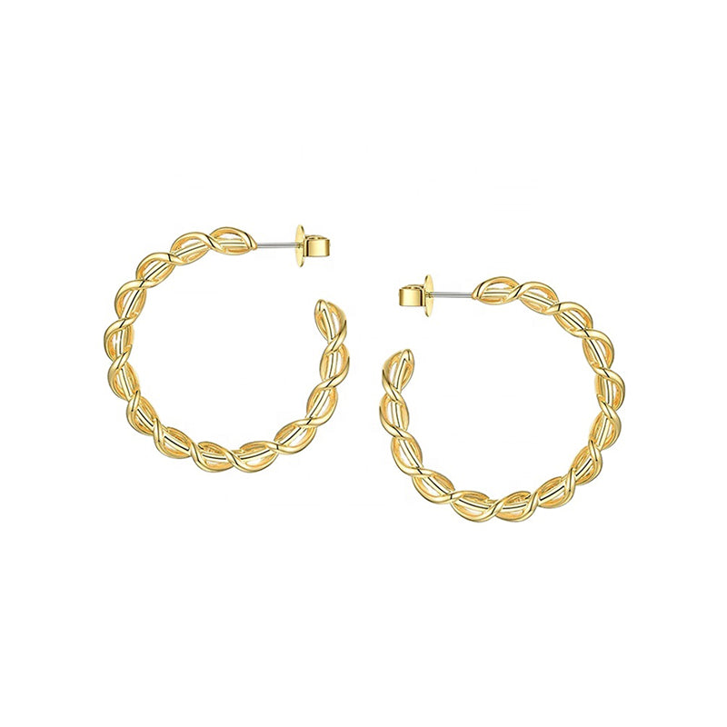 Spiral Wire Wrap Hoop Earrings in 18k Gold Plated Brass - The Gigi Hoops