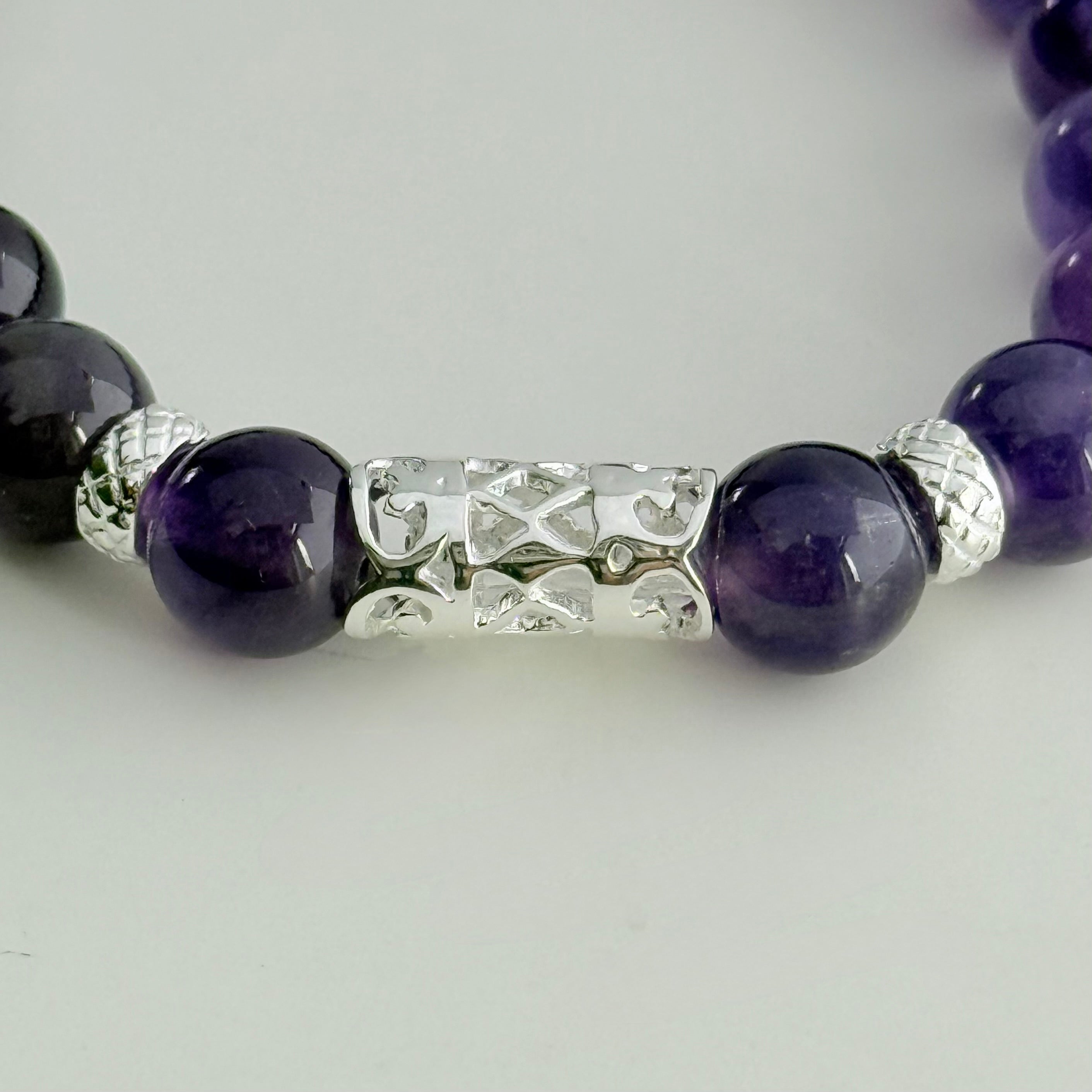 Amethyst and Sterling Silver Beaded Bracelet