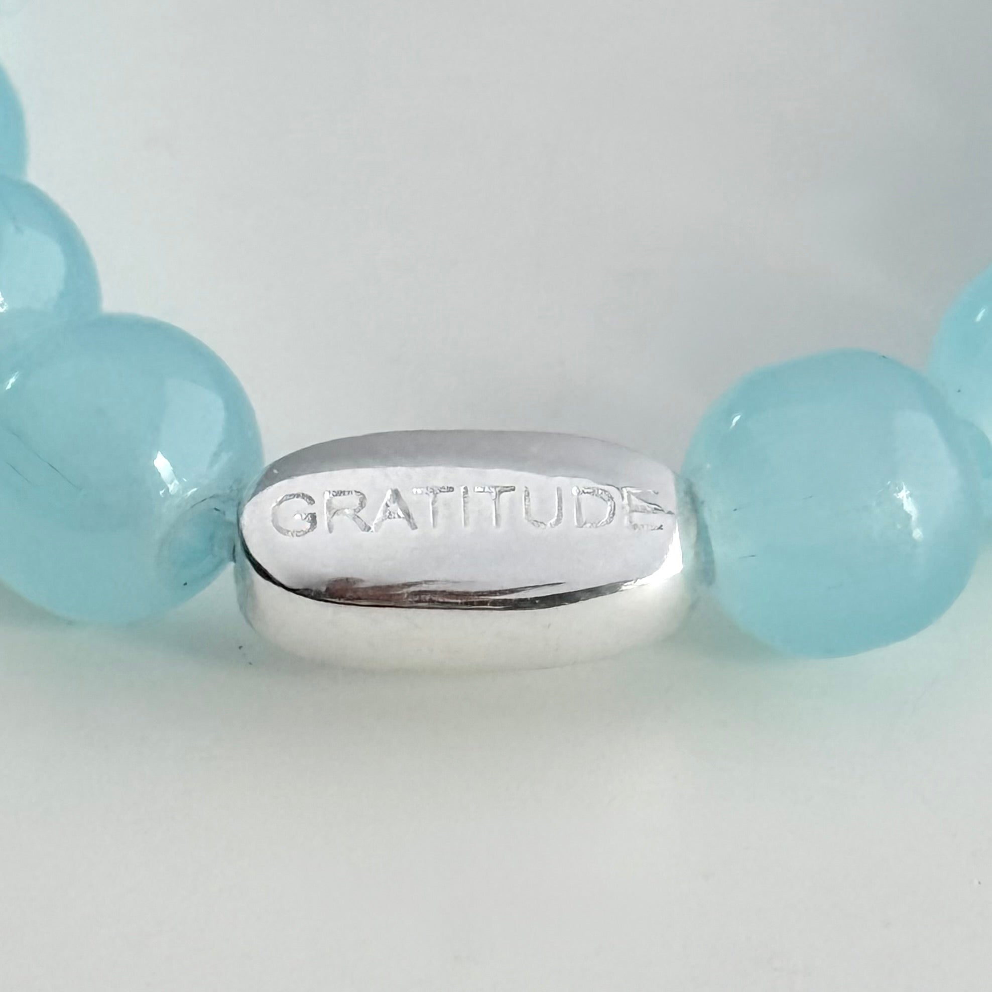 Aqua Chalcedony and Sterling Silver Beaded Bracelet