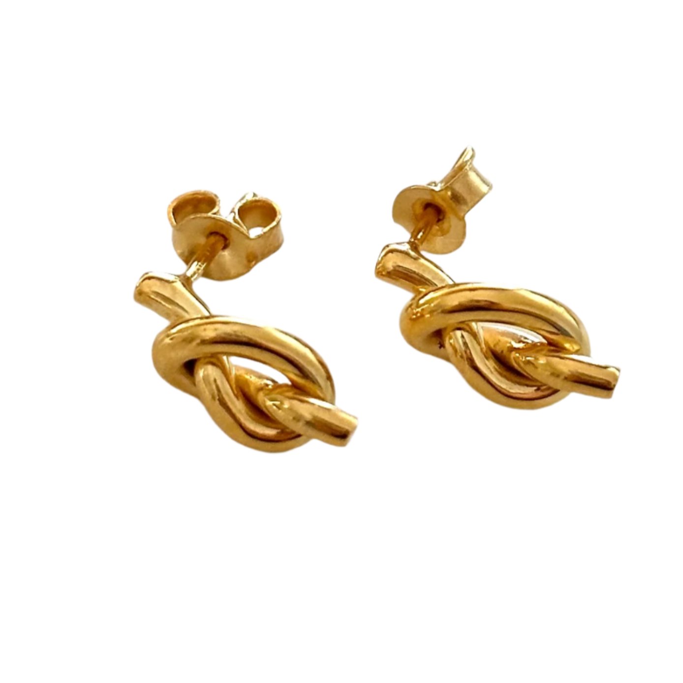 Gold Plated Sterling Silver Knot Stud Earrings - Milina London