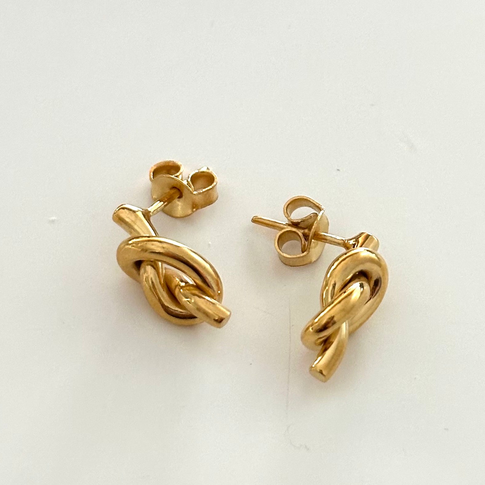 Gold Plated Sterling Silver Knot Stud Earrings - Milina London