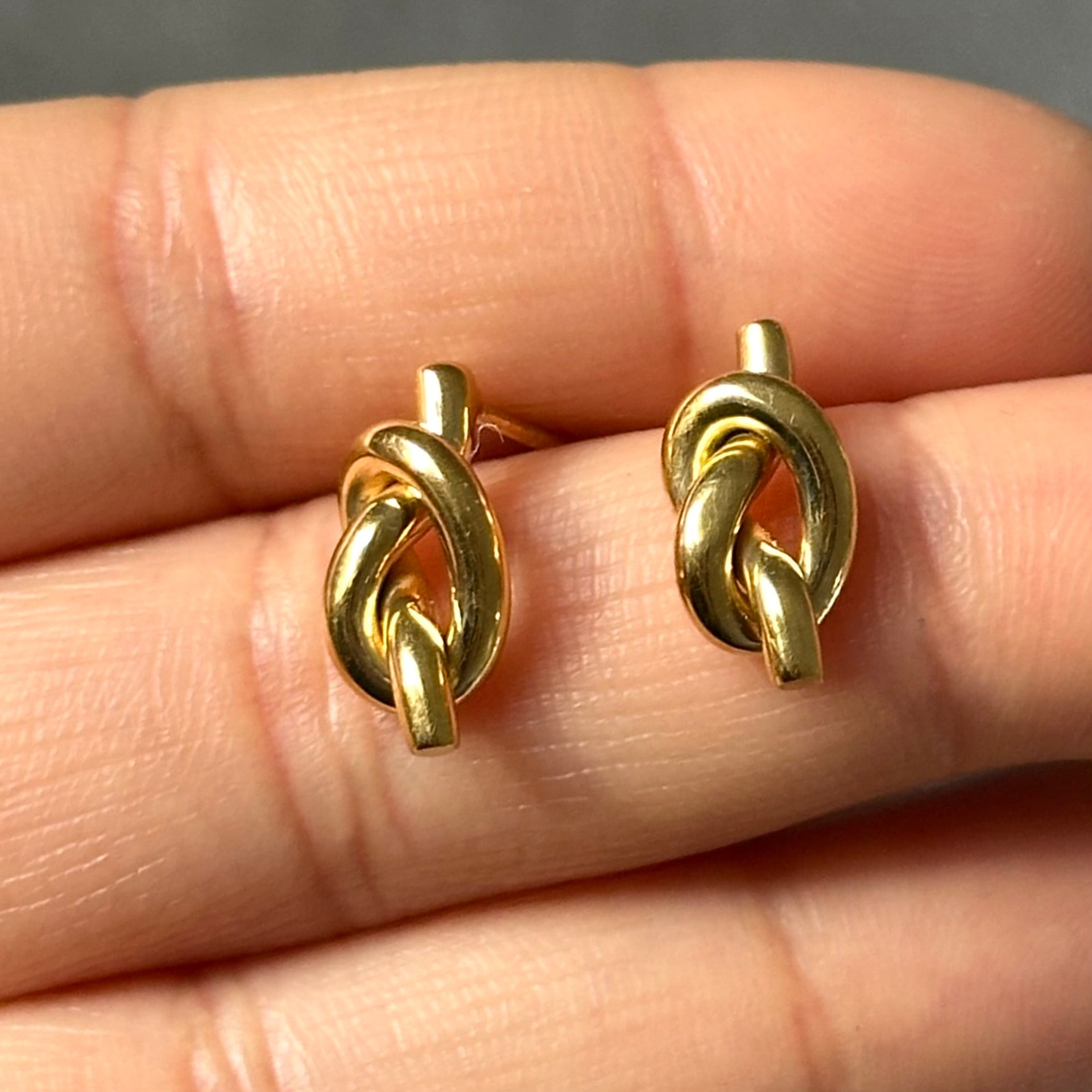 Gold Plated Sterling Silver Knot Stud Earrings - Milina London