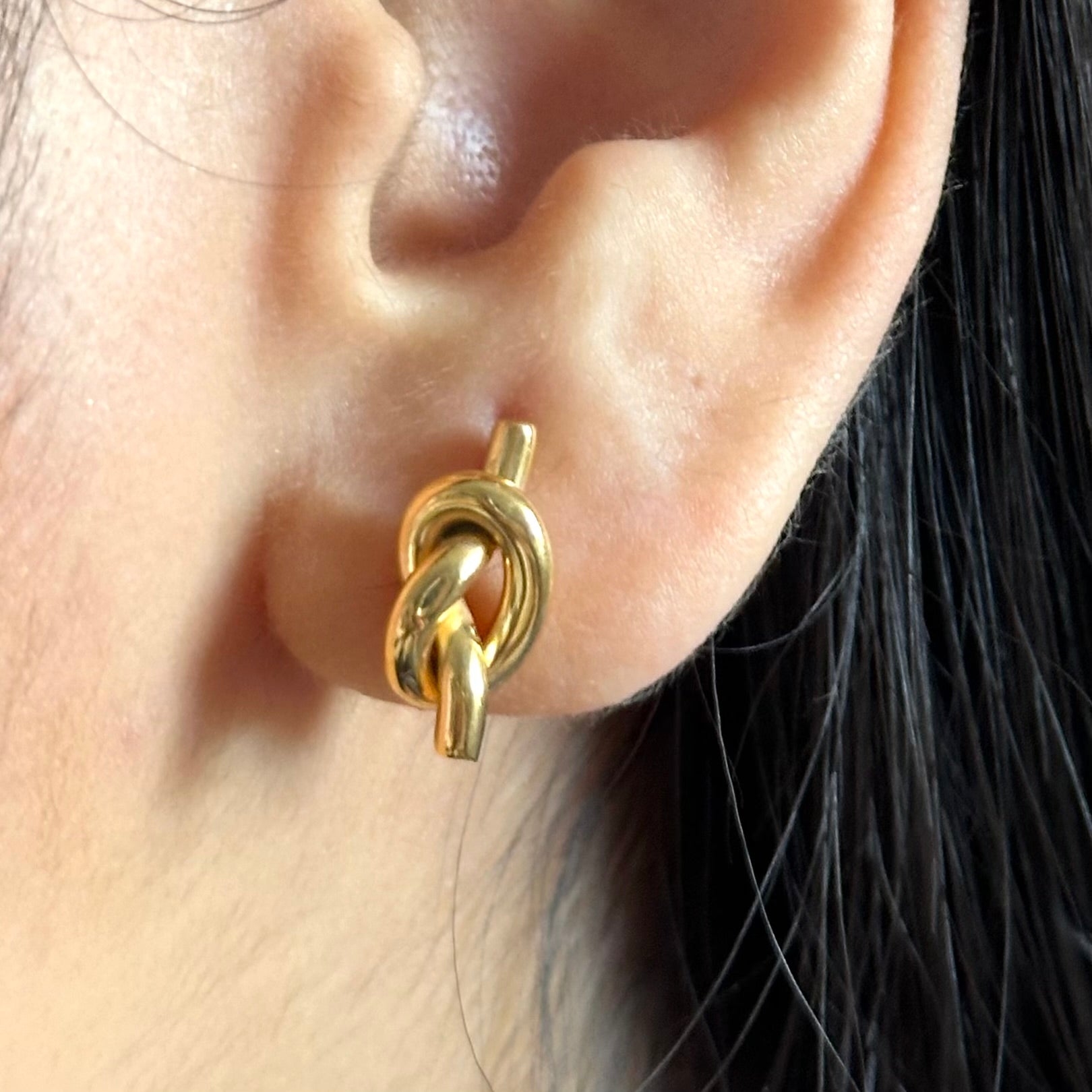 Gold Plated Sterling Silver Knot Stud Earrings - Milina London