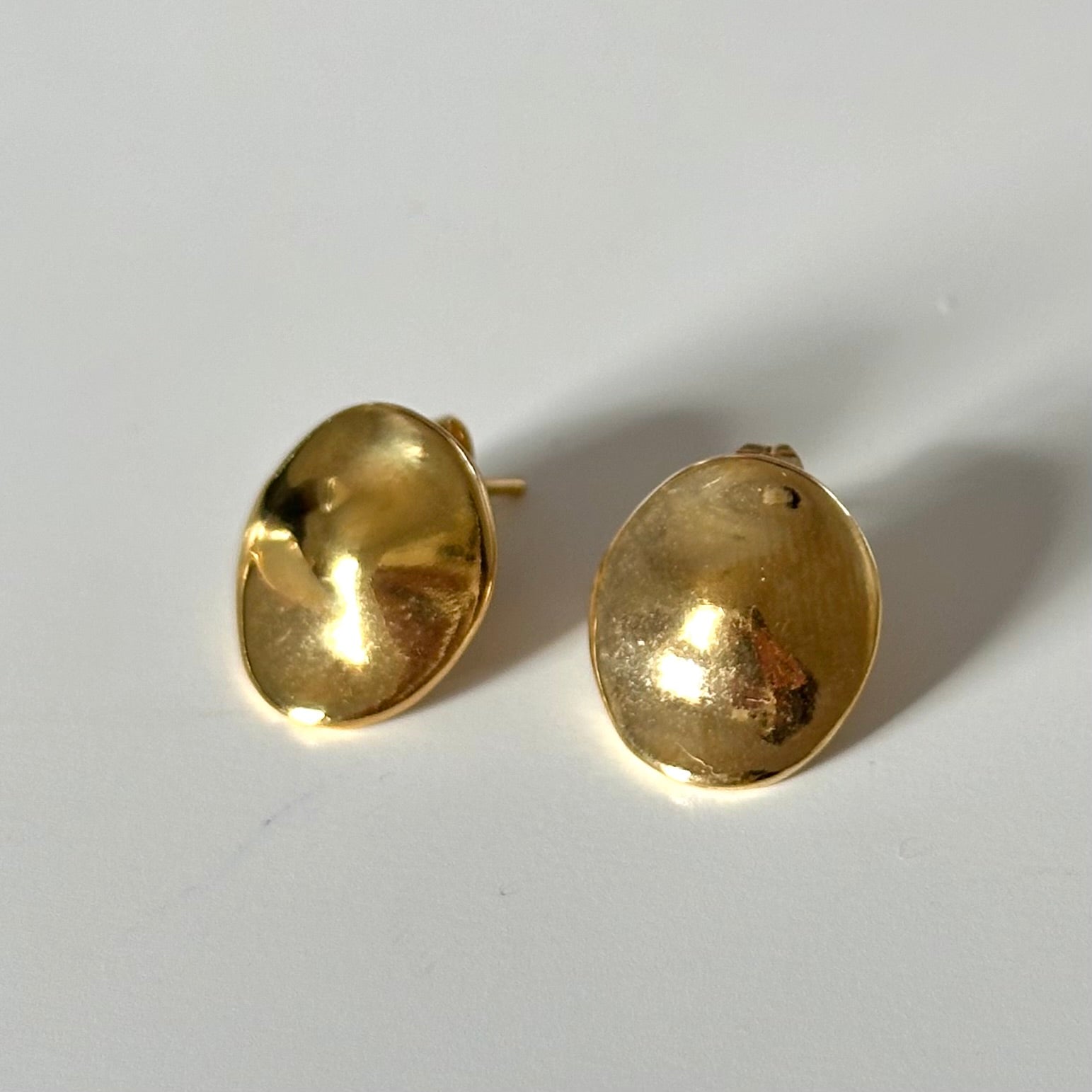 Gold Plated Sterling Silver Round Organic Dome Shaped Studs