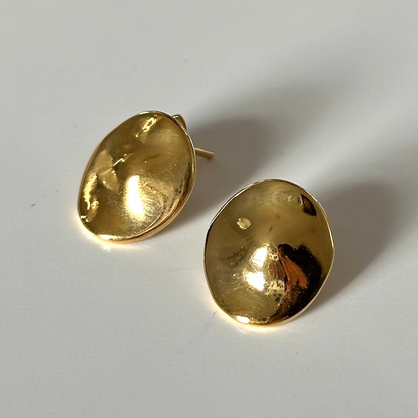 Gold Plated Sterling Silver Round Organic Dome Shaped Studs