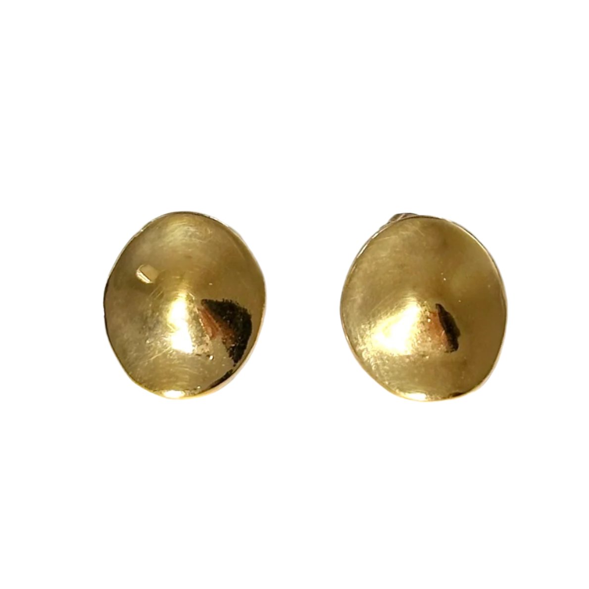 Gold Plated Sterling Silver Round Organic Dome Shaped Studs