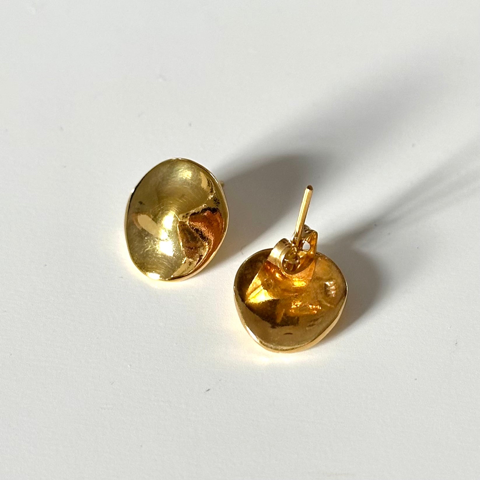Gold Plated Sterling Silver Round Organic Dome Shaped Studs