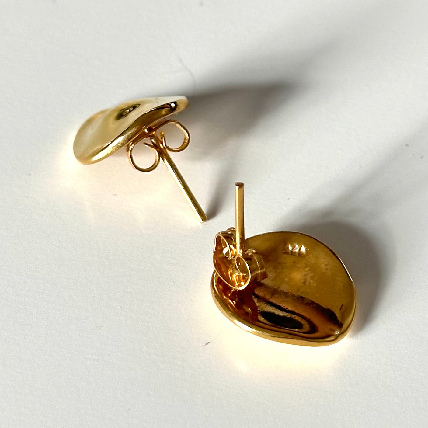 Gold Plated Sterling Silver Round Organic Dome Shaped Studs