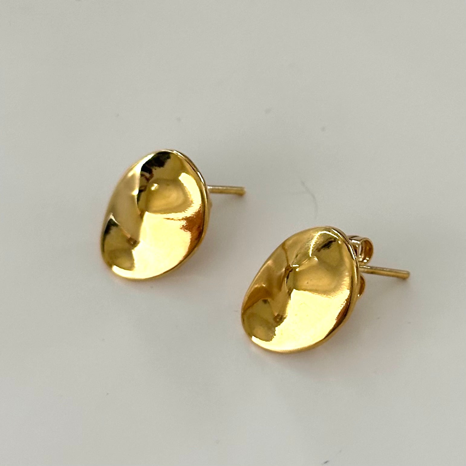 Gold Plated Sterling Silver Round Organic Dome Shaped Studs