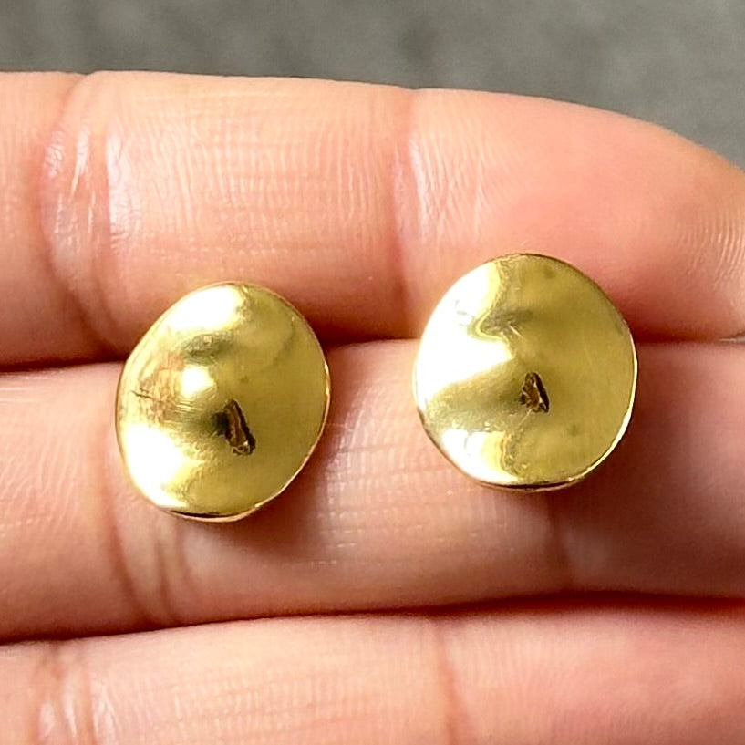 Gold Plated Sterling Silver Round Organic Dome Shaped Studs