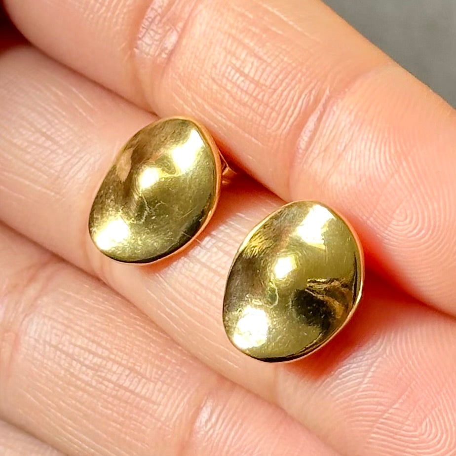Gold Plated Sterling Silver Round Organic Dome Shaped Studs
