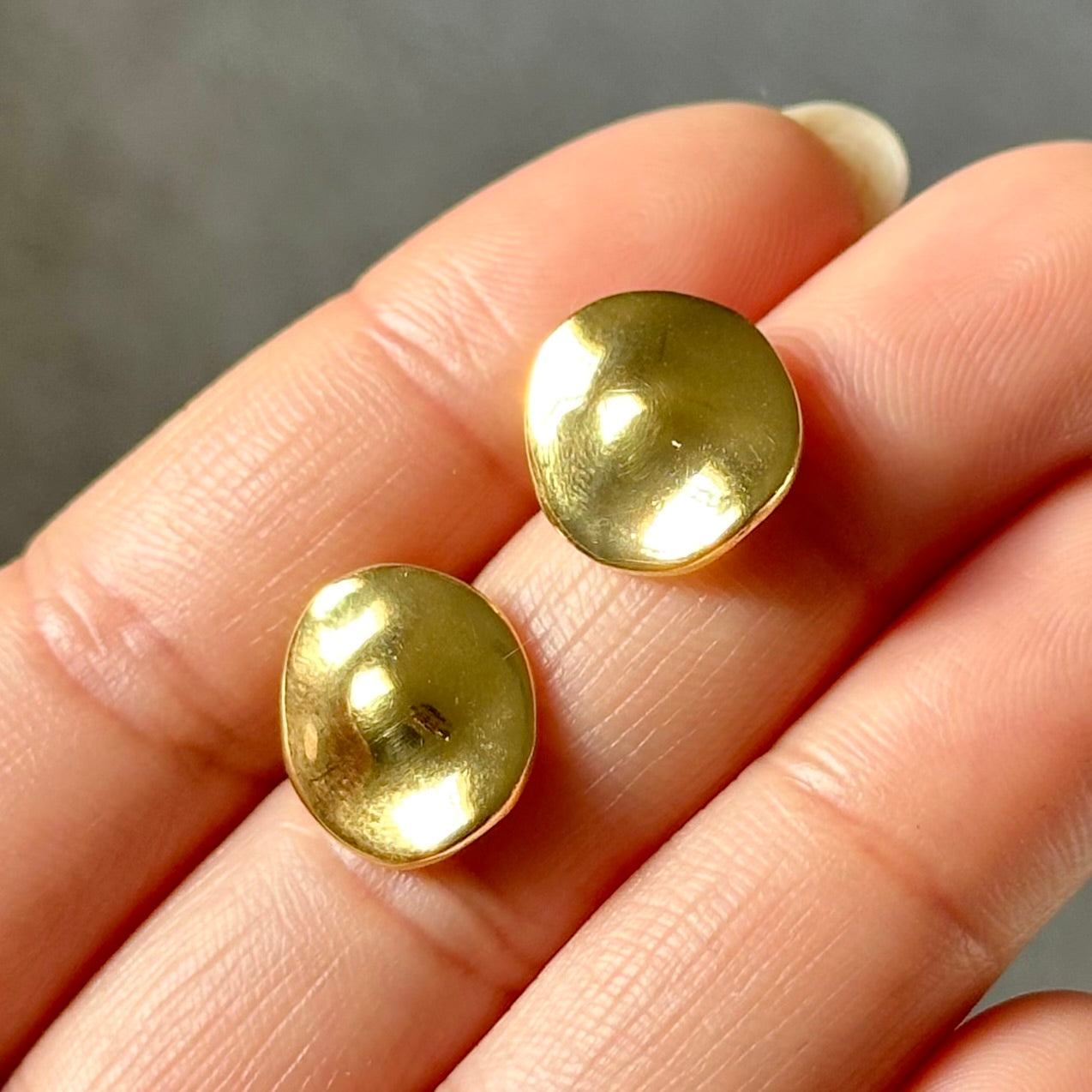 Gold Plated Sterling Silver Round Organic Dome Shaped Studs