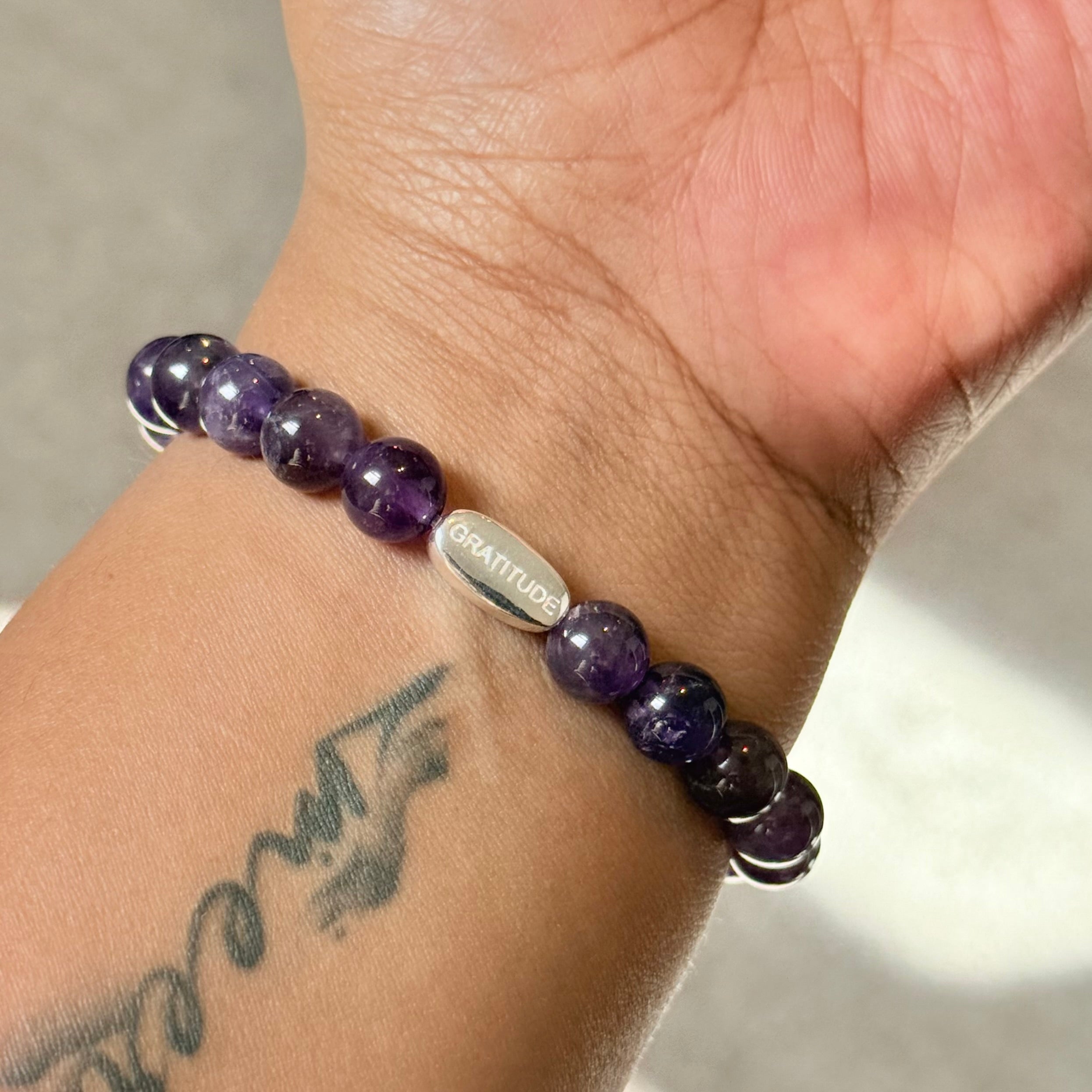 Amethyst and Sterling Silver Beaded Bracelet
