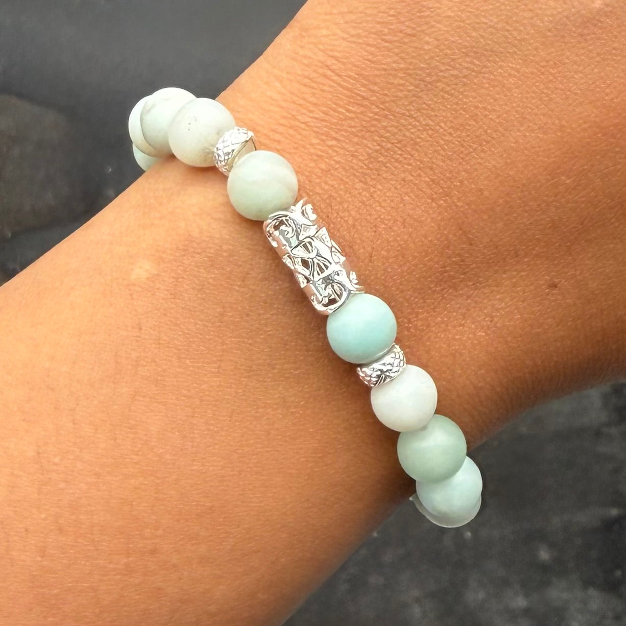 Amazonite and Sterling Silver Beaded Bracelet
