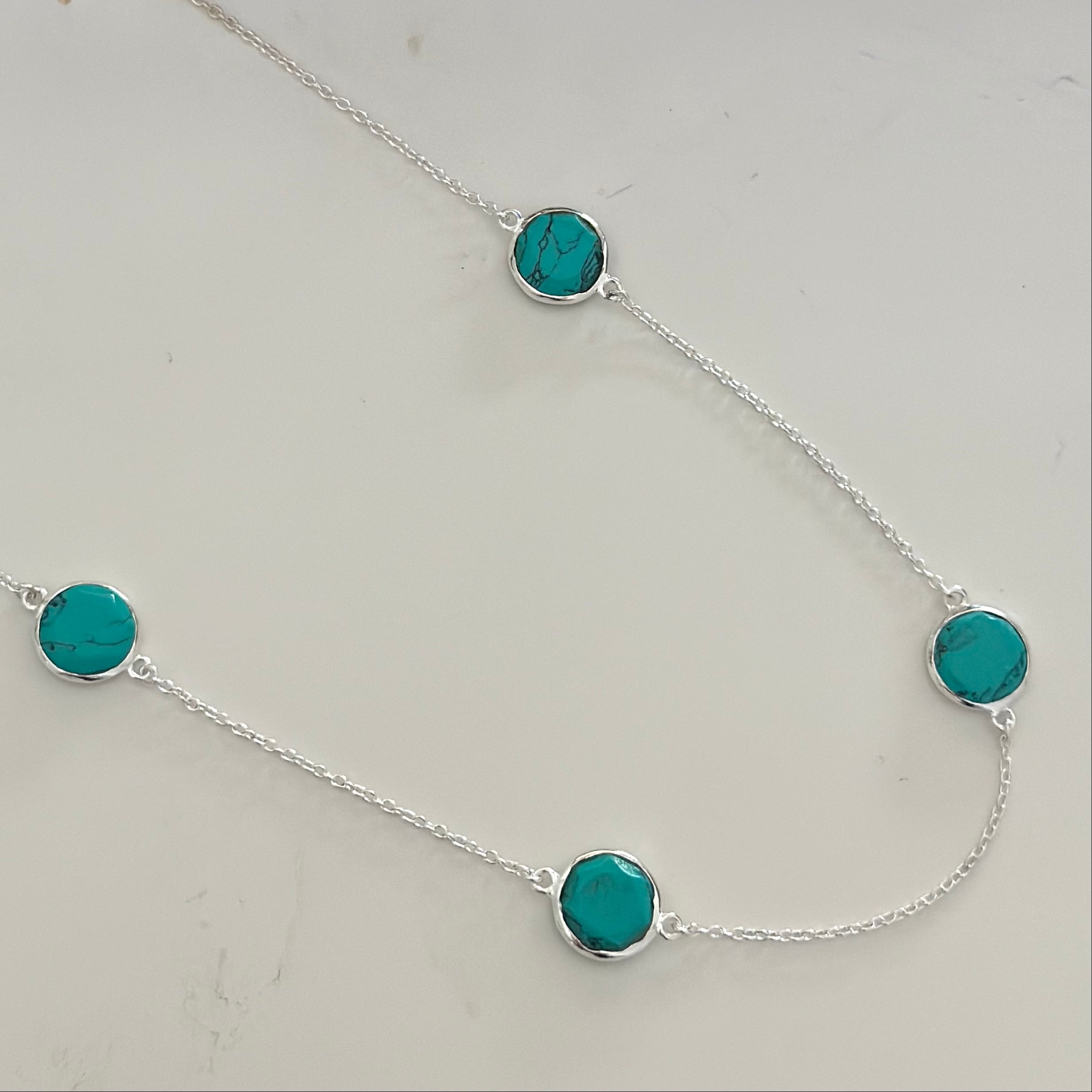 Turquoise Gemstone Necklace in Sterling Silver