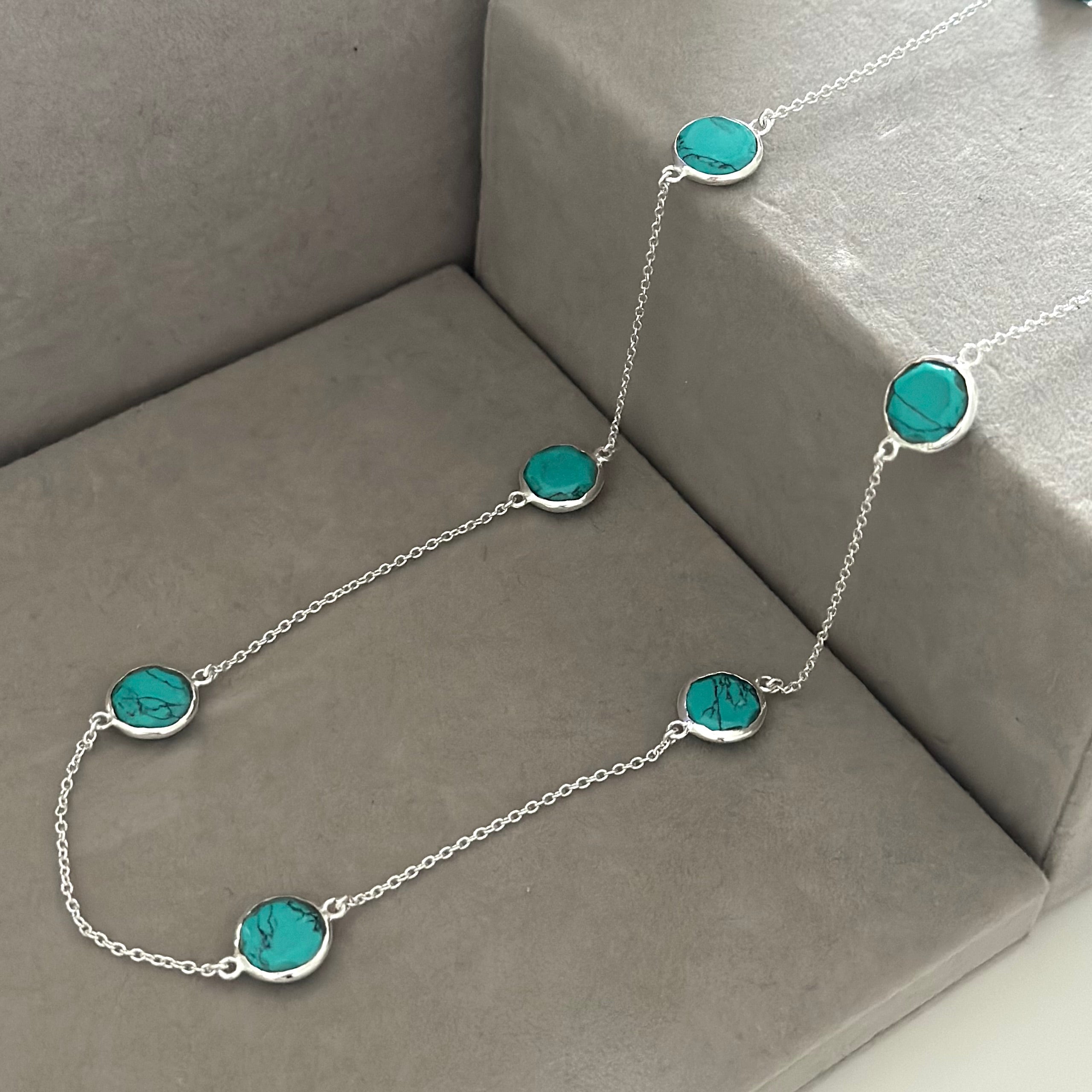 Turquoise Gemstone Necklace in Sterling Silver