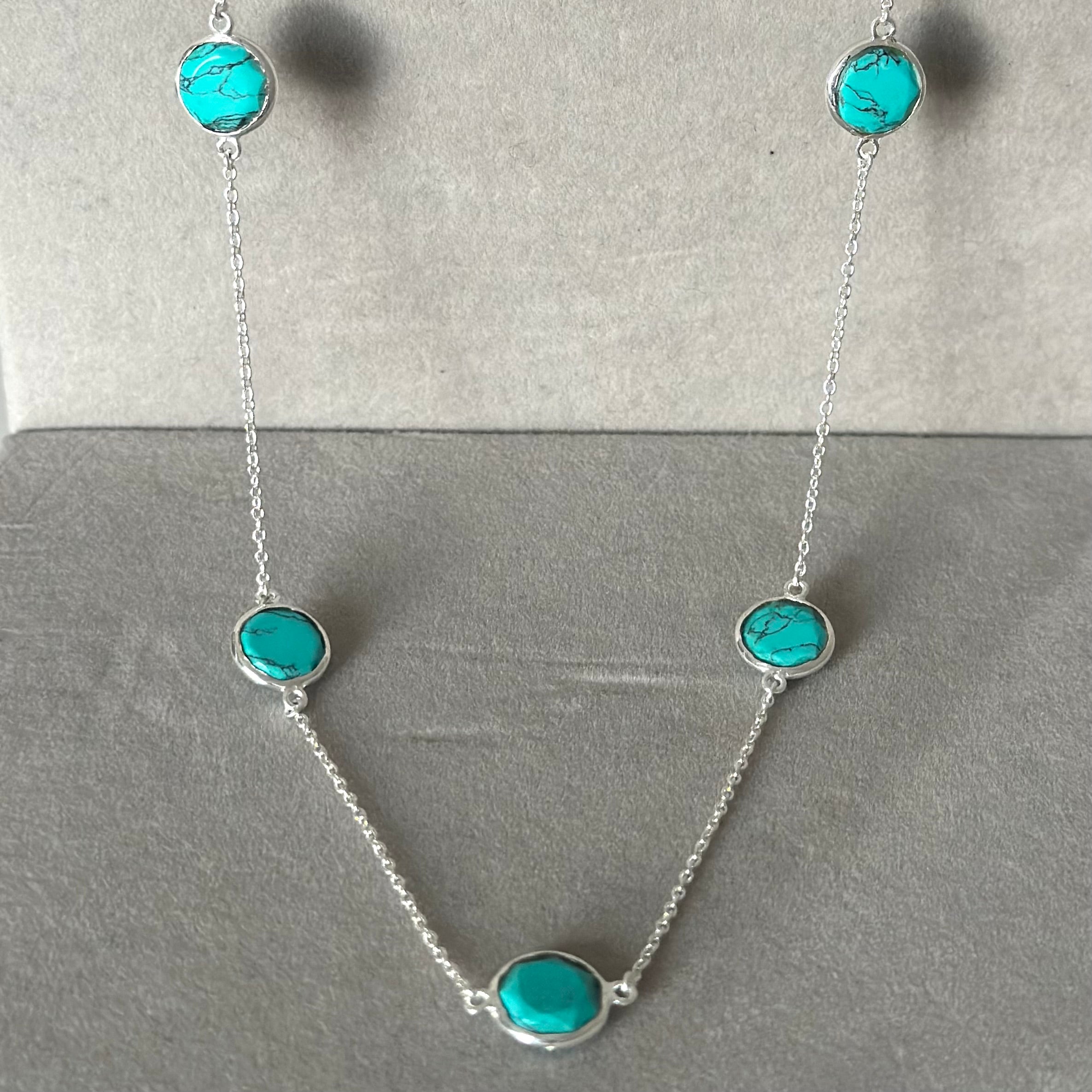 Turquoise Gemstone Necklace in Sterling Silver