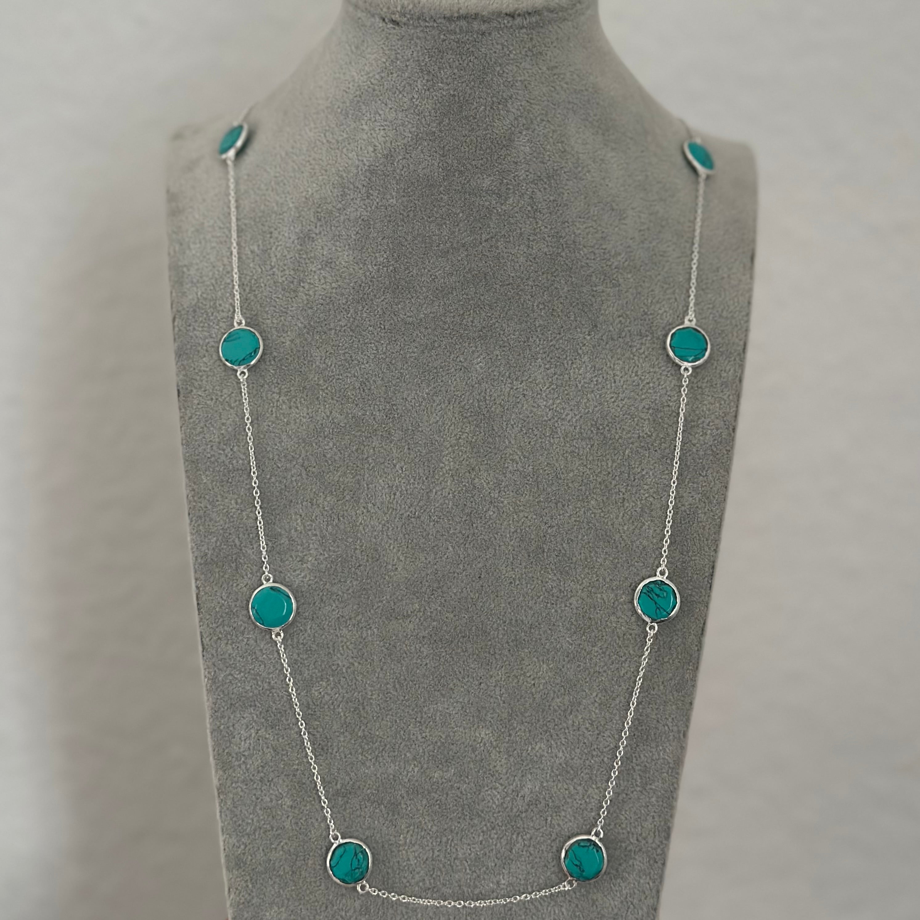 Turquoise Gemstone Necklace in Sterling Silver