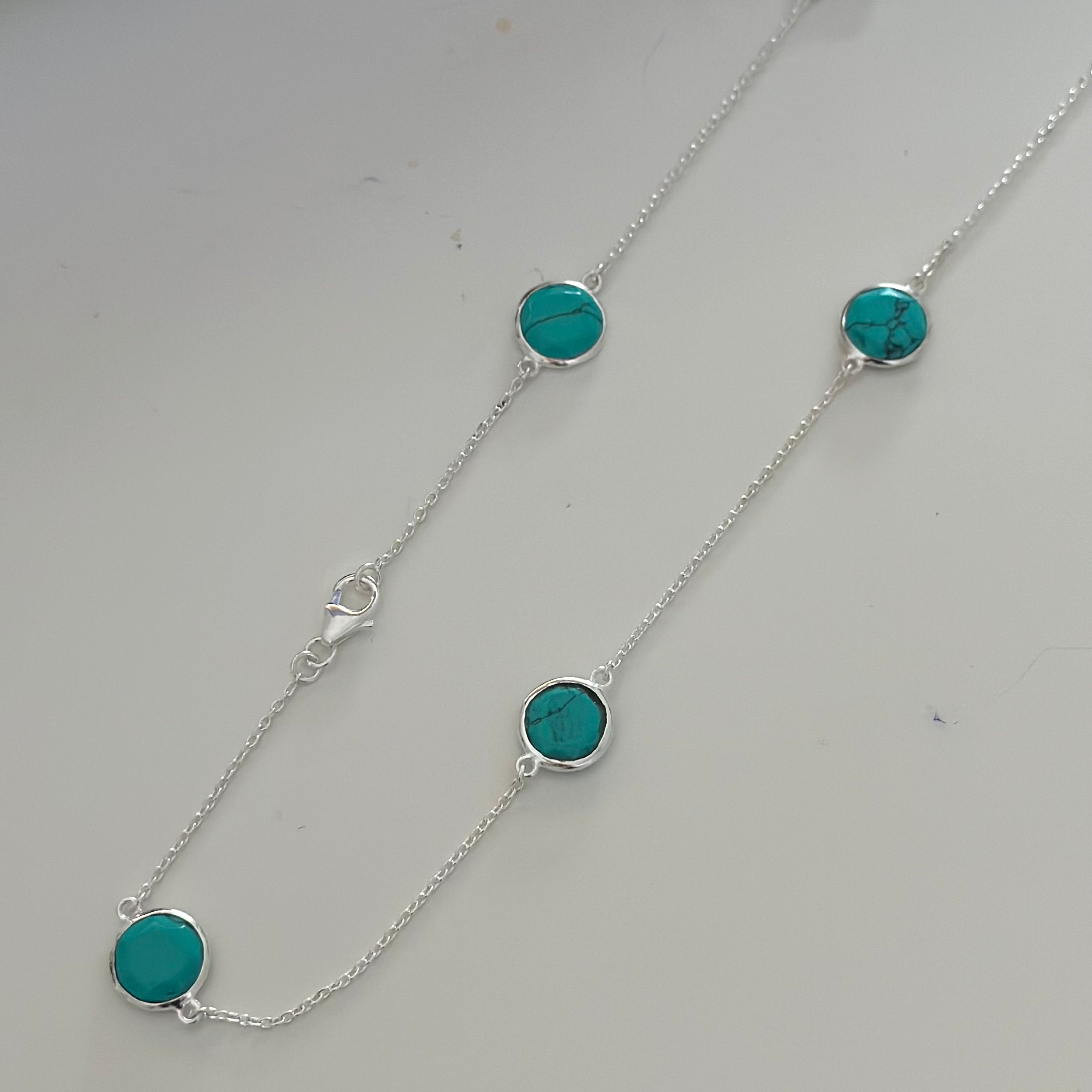Turquoise Gemstone Necklace in Sterling Silver