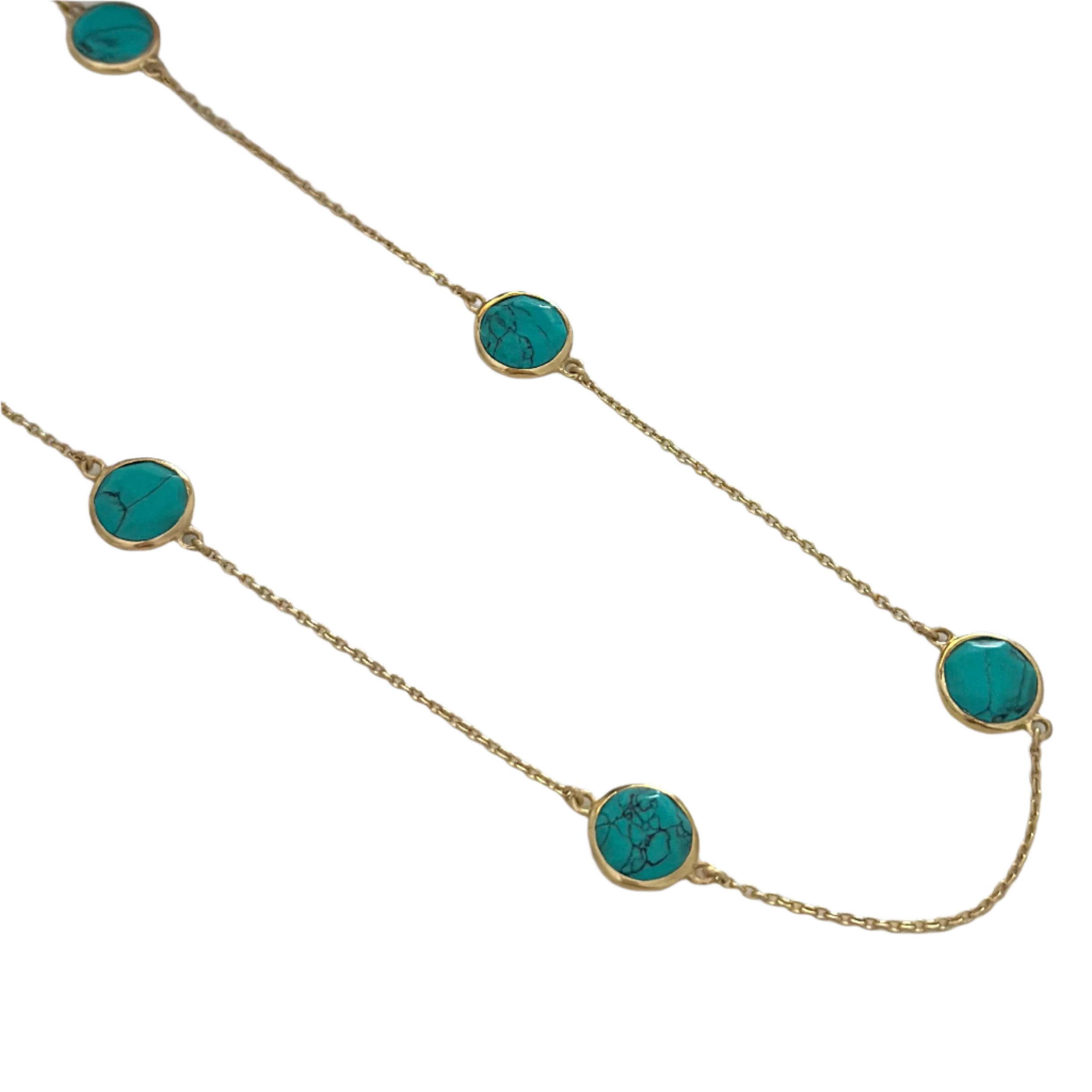 Turquoise Gemstone Necklace in Gold Plated Sterling Silver