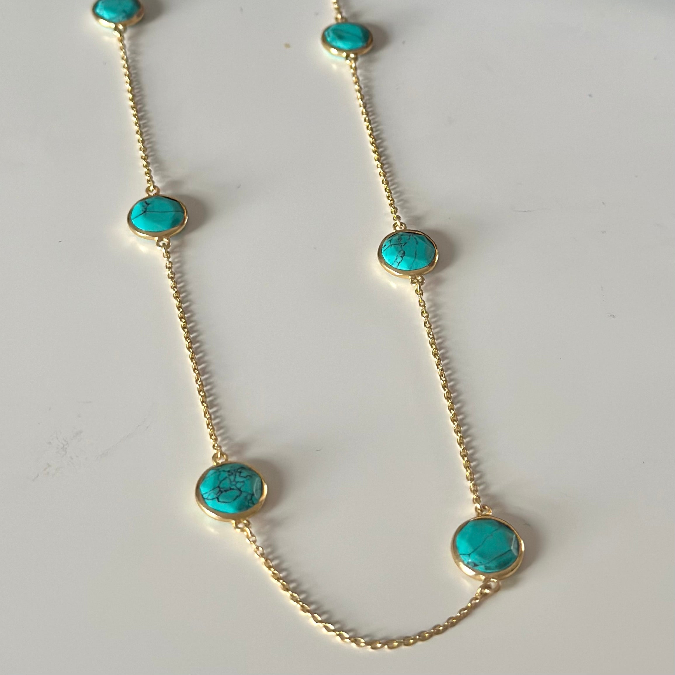 Turquoise Gemstone Necklace in Gold Plated Sterling Silver