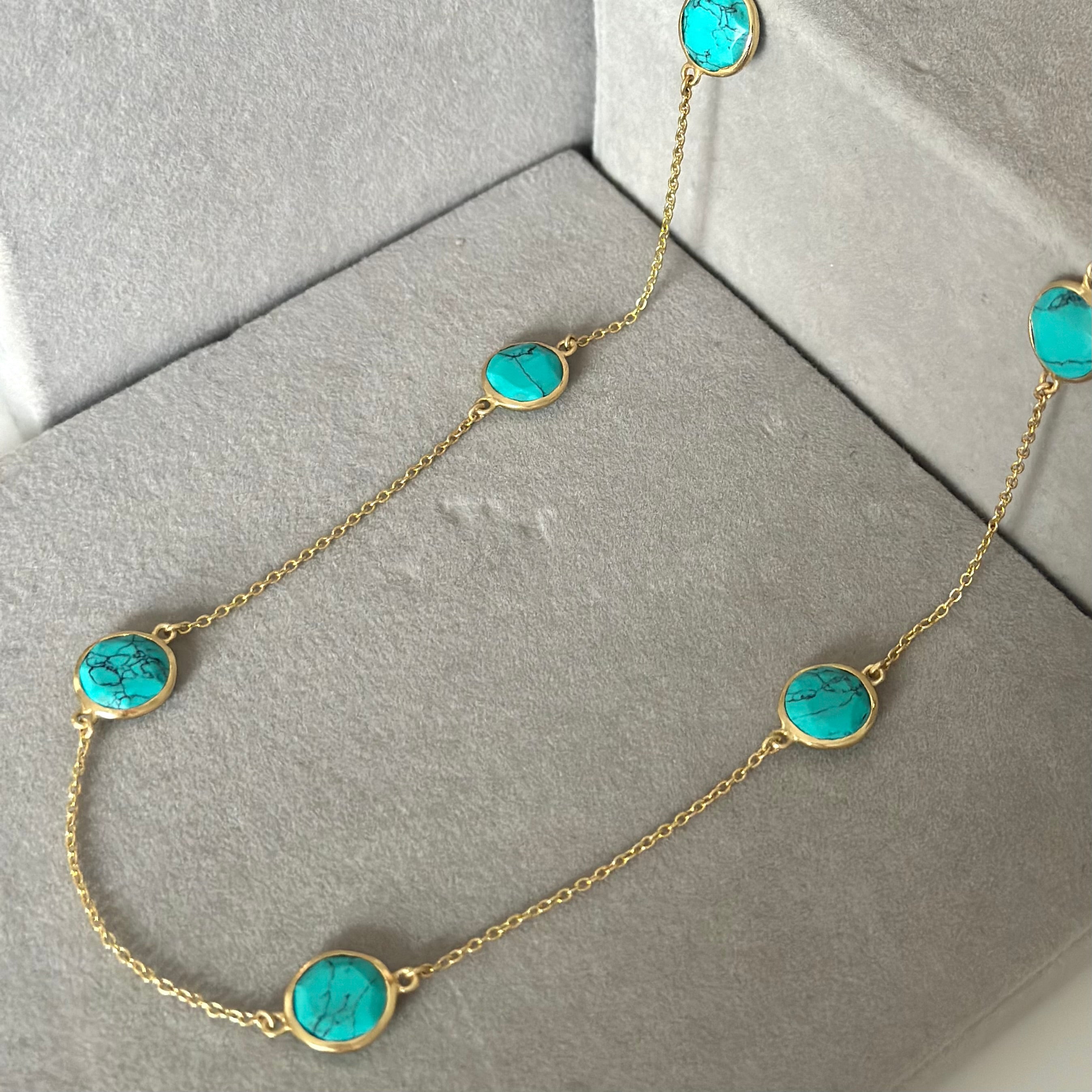 Turquoise Gemstone Necklace in Gold Plated Sterling Silver
