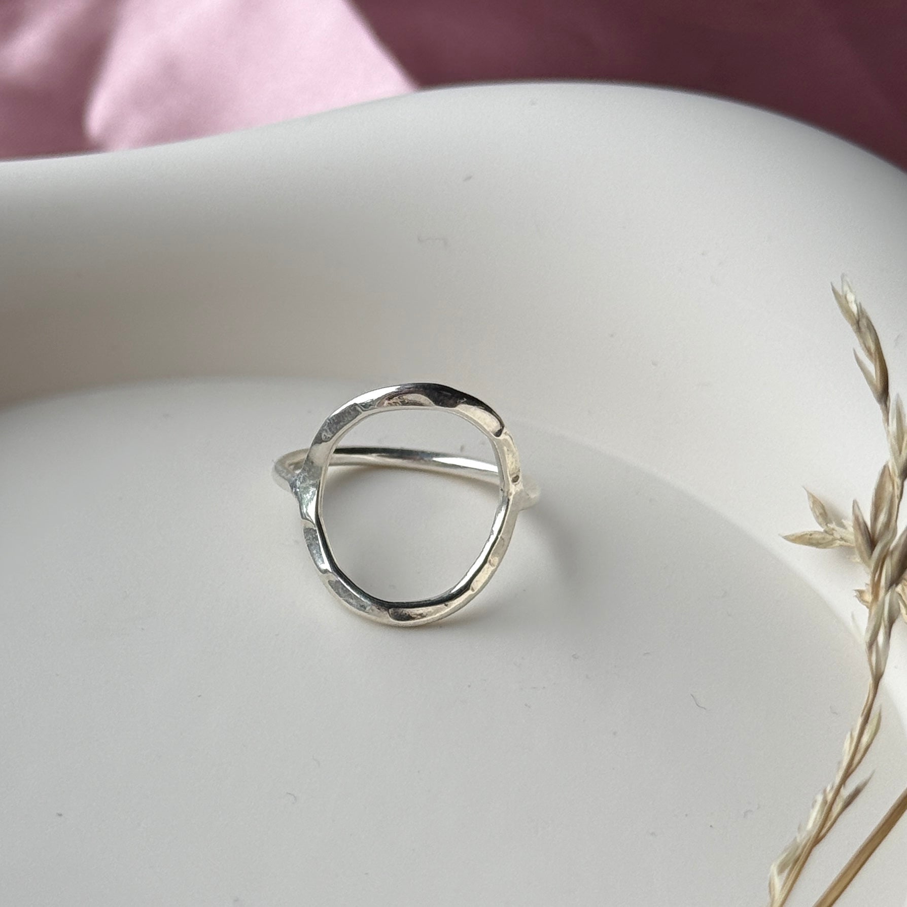 Sterling Silver Hammered Circle Ring