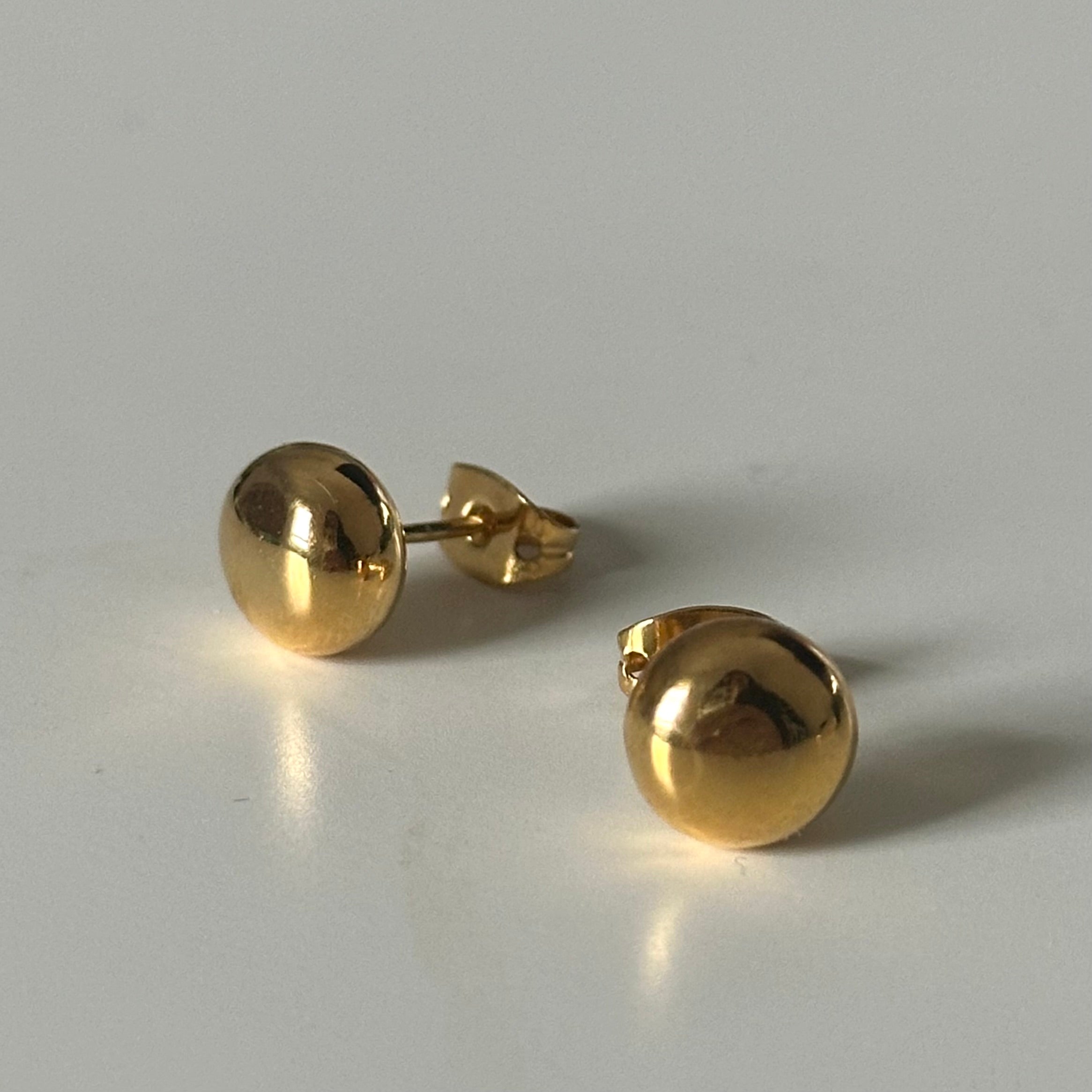 Gold Plated Sterling Silver Rounded Button Studs
